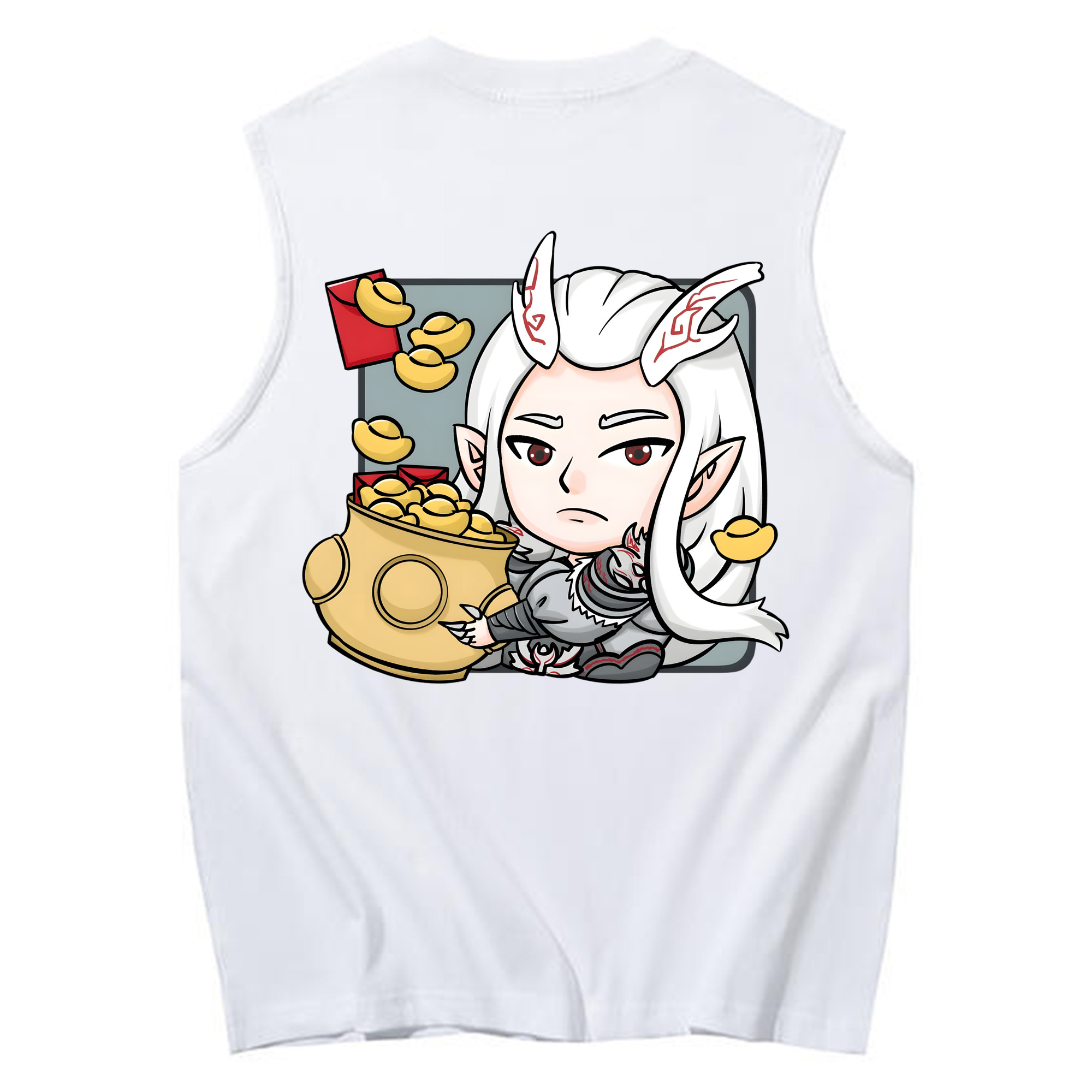 （画像用） Ne Zha 2 ナタ 魔童の大暴れ コットン100％タンクトップ（背面プリント）