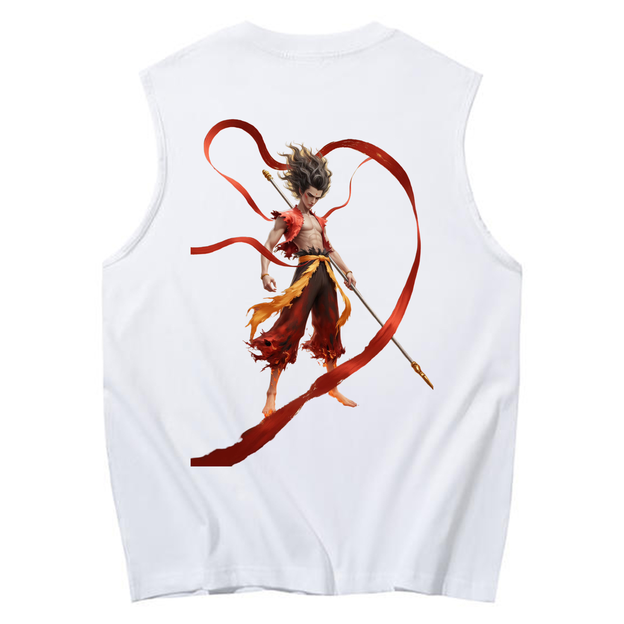 （画像用） Ne Zha 2 ナタ 魔童の大暴れ コットン100％タンクトップ（背面プリント）