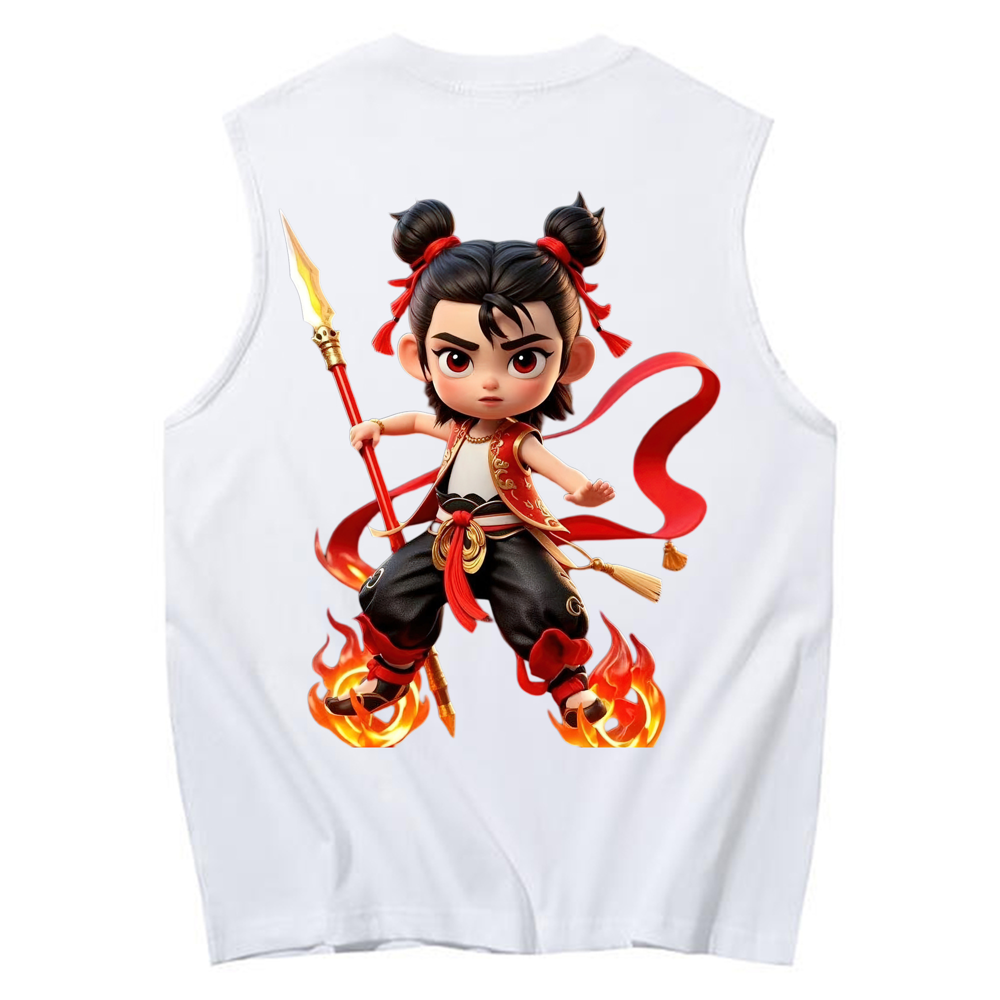 （画像用） Ne Zha 2 ナタ 魔童の大暴れ コットン100％タンクトップ（背面プリント）