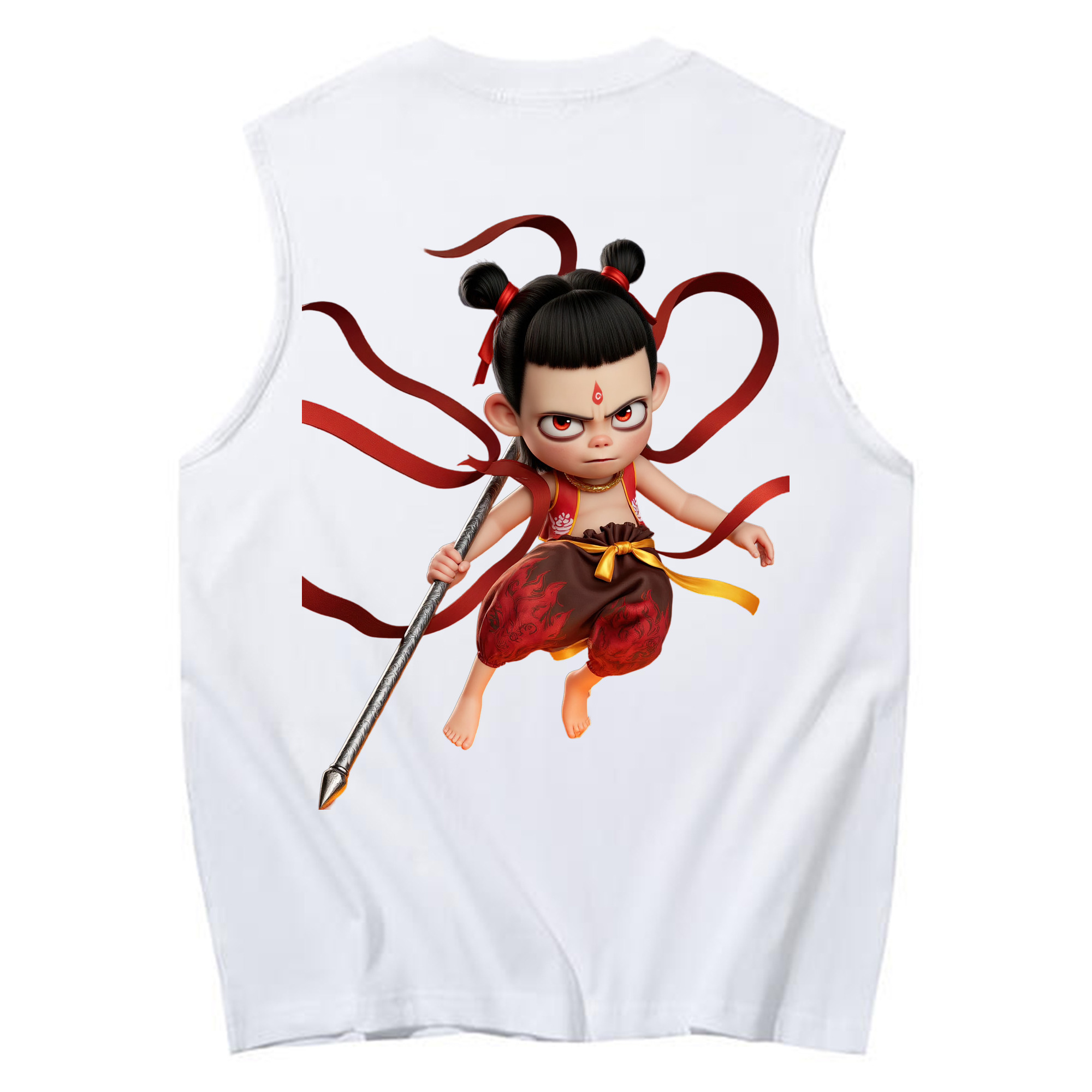 （画像用） Ne Zha 2 ナタ 魔童の大暴れ コットン100％タンクトップ（背面プリント）
