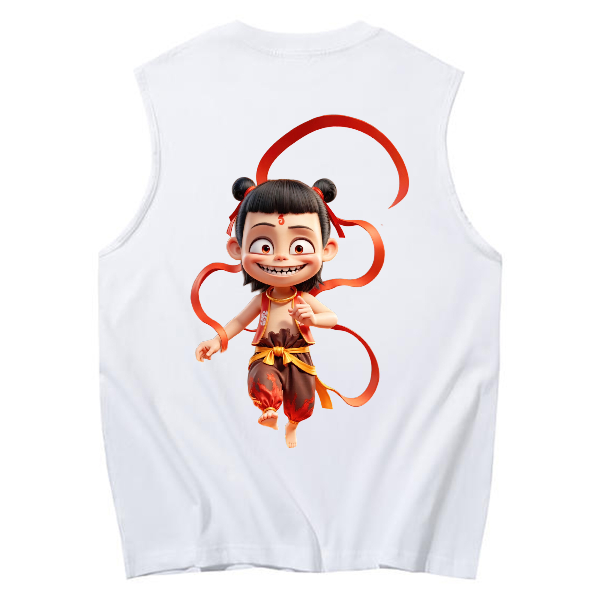 （画像用） Ne Zha 2 ナタ 魔童の大暴れ コットン100％タンクトップ（背面プリント）