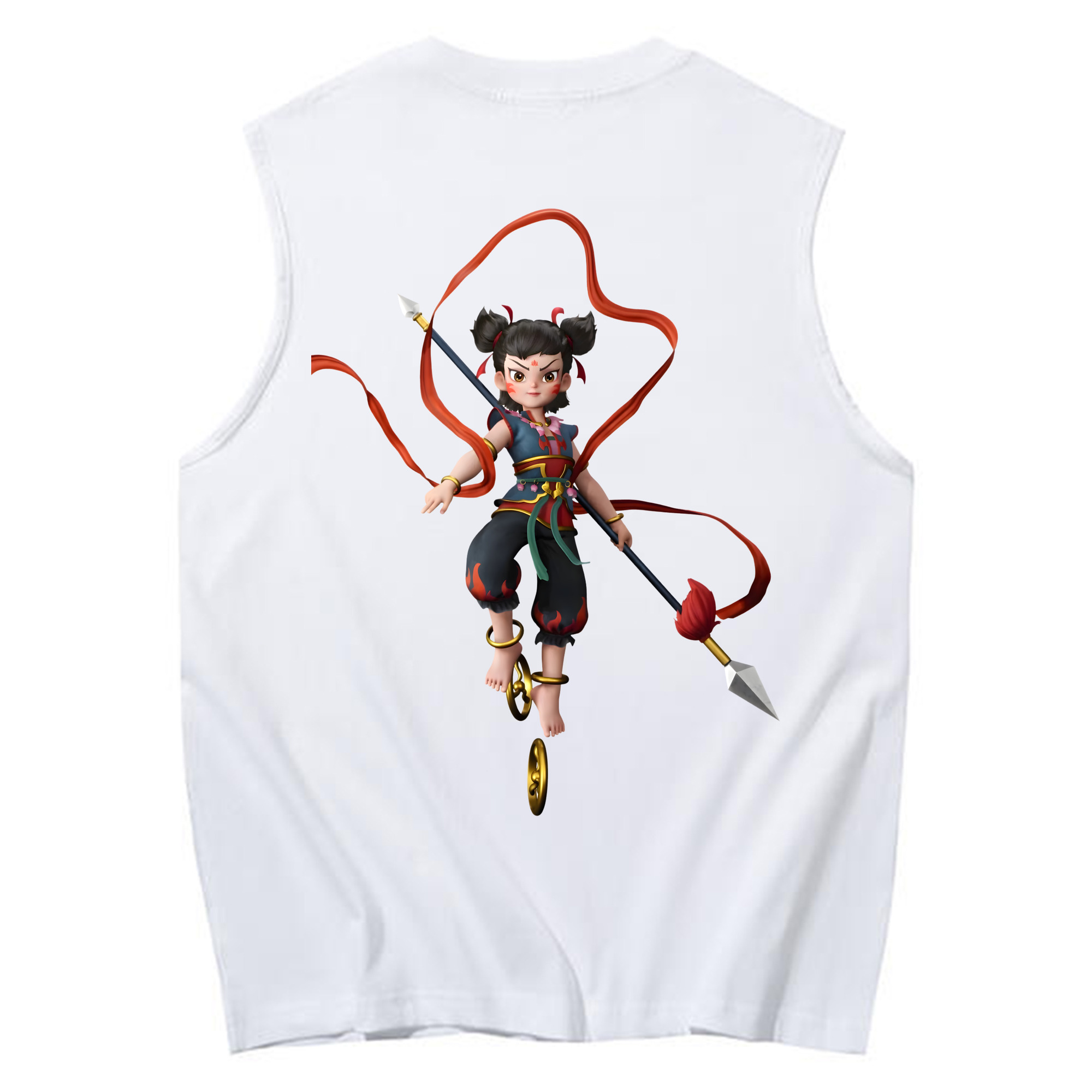 （画像用） Ne Zha 2 ナタ 魔童の大暴れ コットン100％タンクトップ（背面プリント）