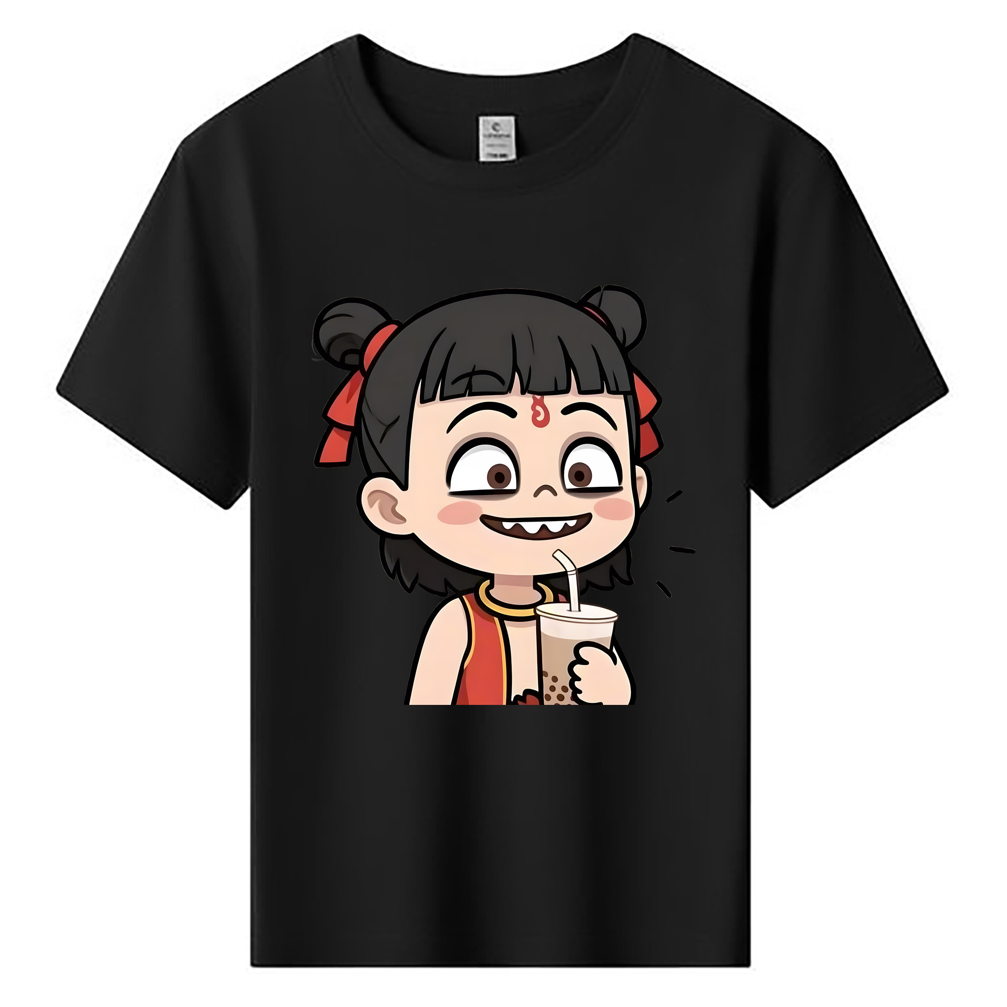 （画像用） Ne Zha 2 ナタ 魔童の大暴れ 綿100％キッズTシャツ（フロントプリント）