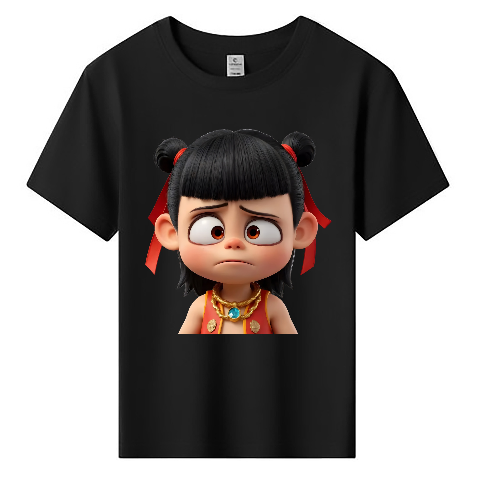 （画像用） Ne Zha 2 ナタ 魔童の大暴れ 綿100％キッズTシャツ（フロントプリント）