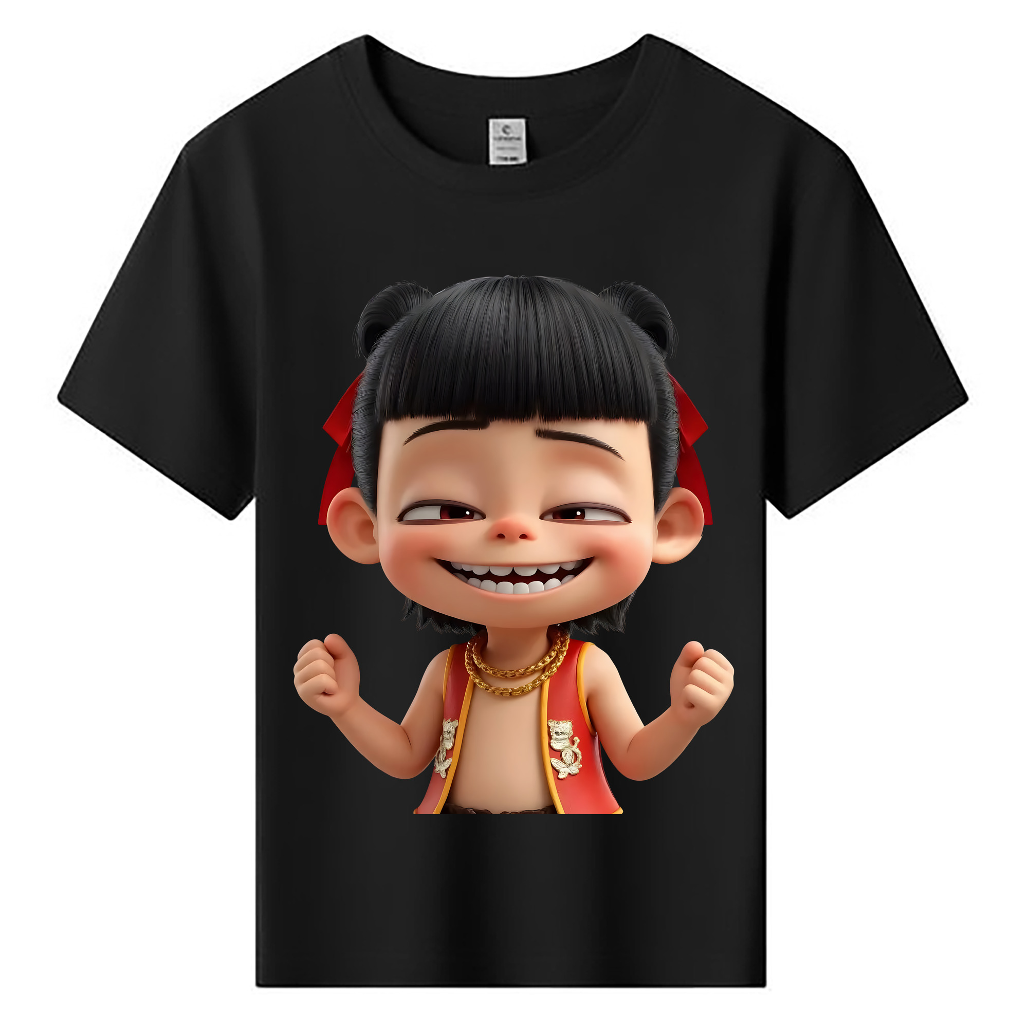 （画像用） Ne Zha 2 ナタ 魔童の大暴れ 綿100％キッズTシャツ（フロントプリント）