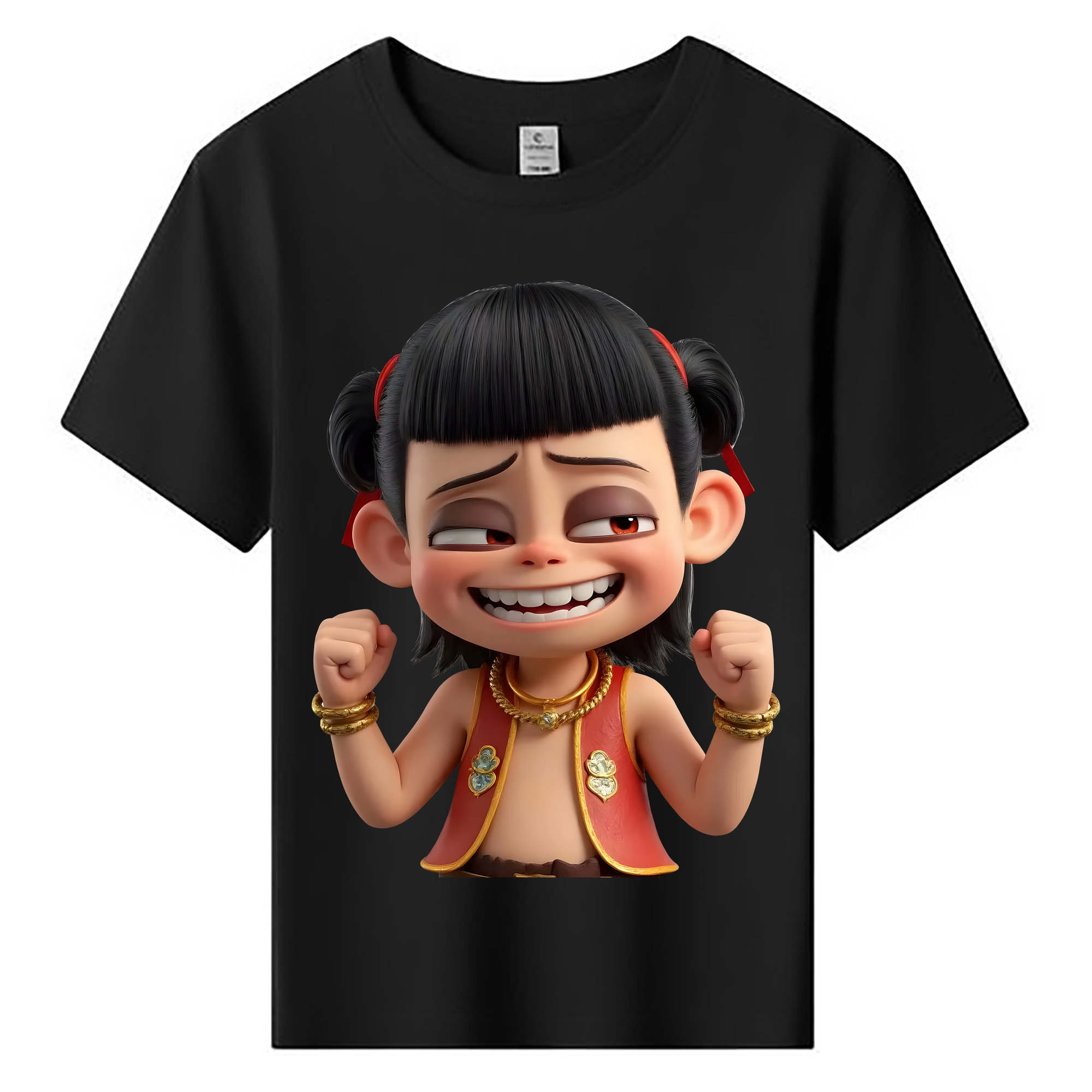 （画像用） Ne Zha 2 ナタ 魔童の大暴れ 綿100％キッズTシャツ（フロントプリント）