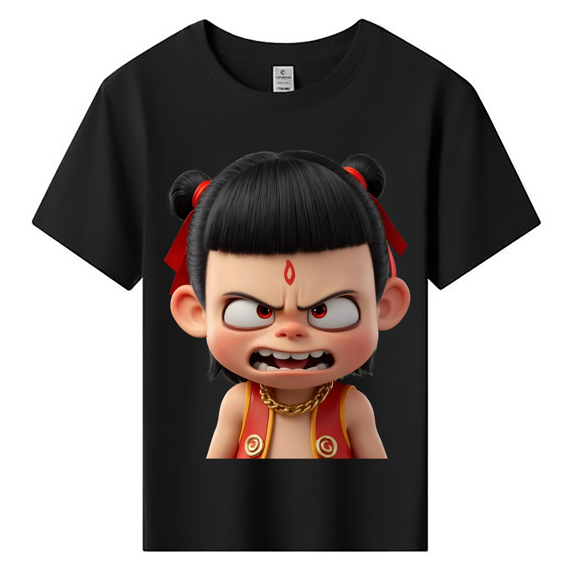 （画像用） Ne Zha 2 ナタ 魔童の大暴れ 綿100％キッズTシャツ（フロントプリント）