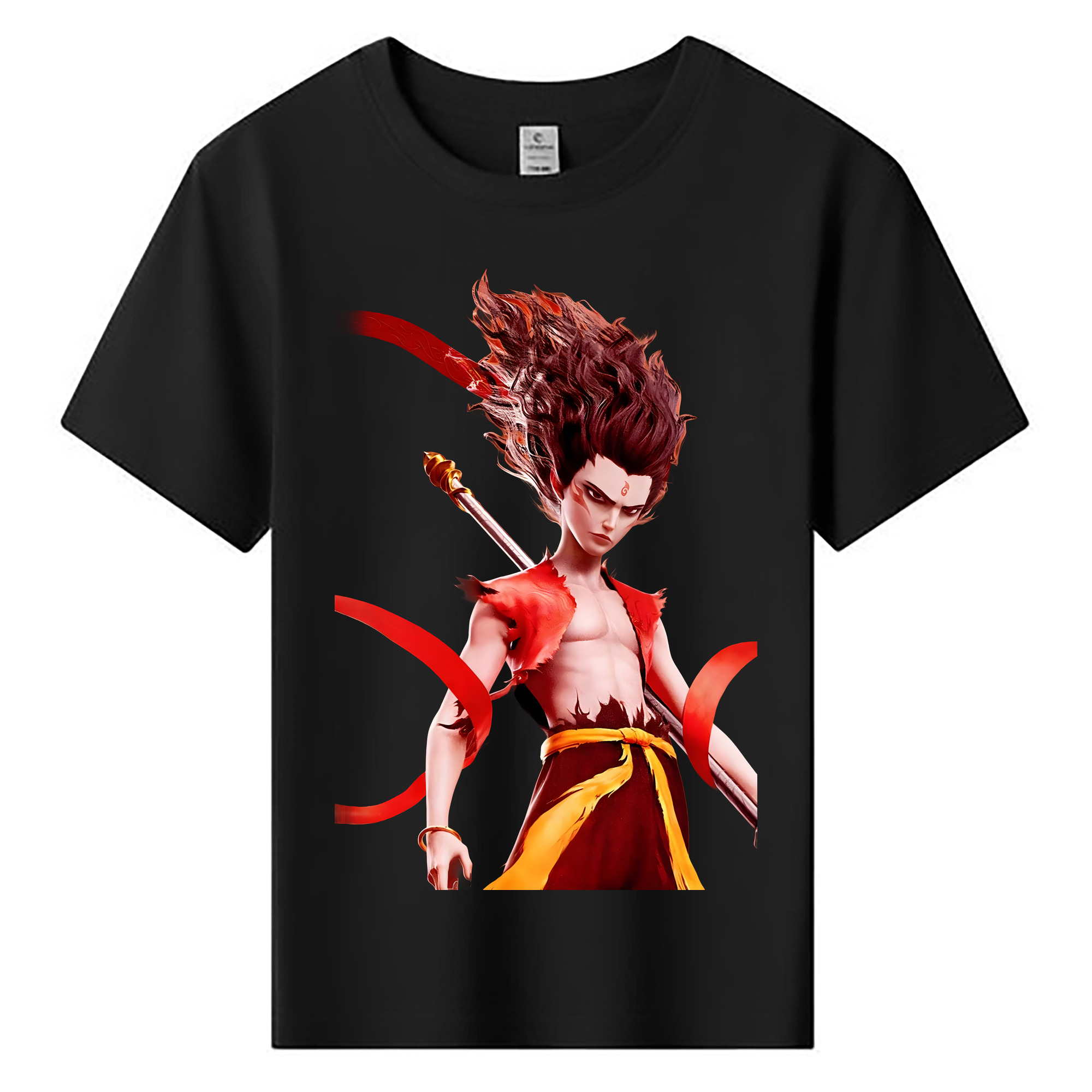 （画像用） Ne Zha 2 ナタ 魔童の大暴れ 綿100％キッズTシャツ（フロントプリント）