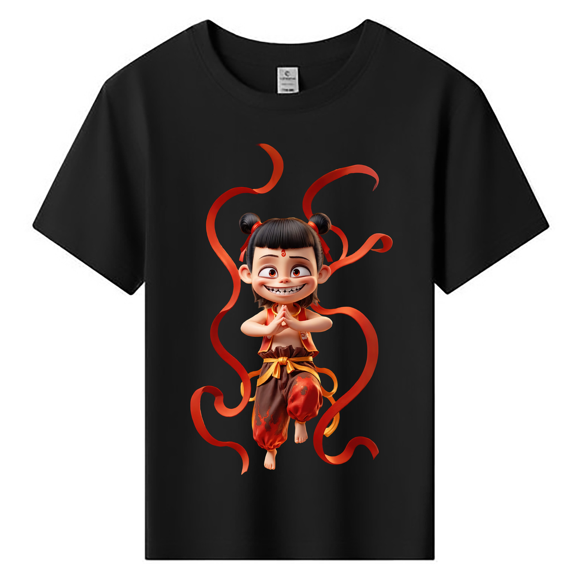（画像用） Ne Zha 2 ナタ 魔童の大暴れ 綿100％キッズTシャツ（フロントプリント）