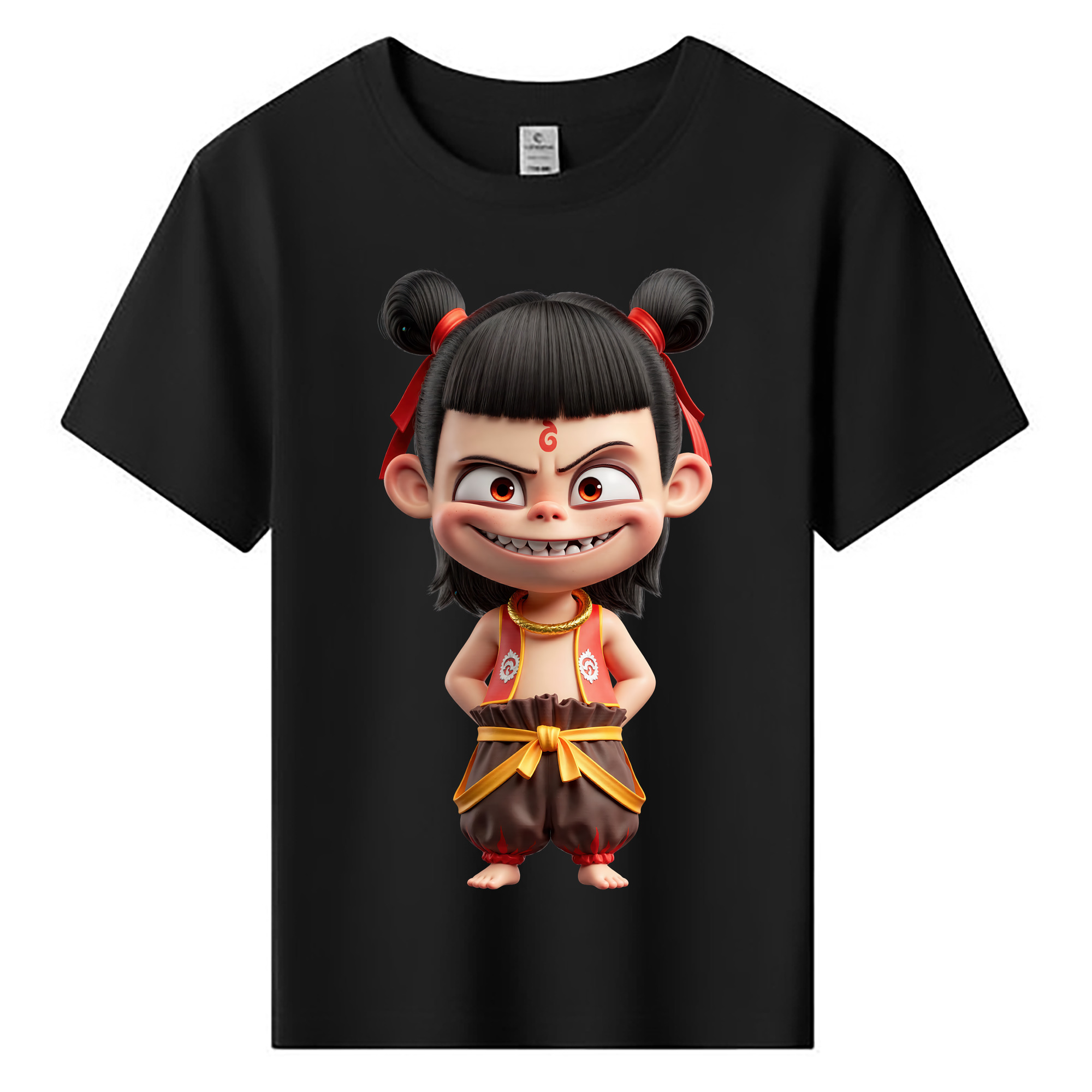 （画像用） Ne Zha 2 ナタ 魔童の大暴れ 綿100％キッズTシャツ（フロントプリント）