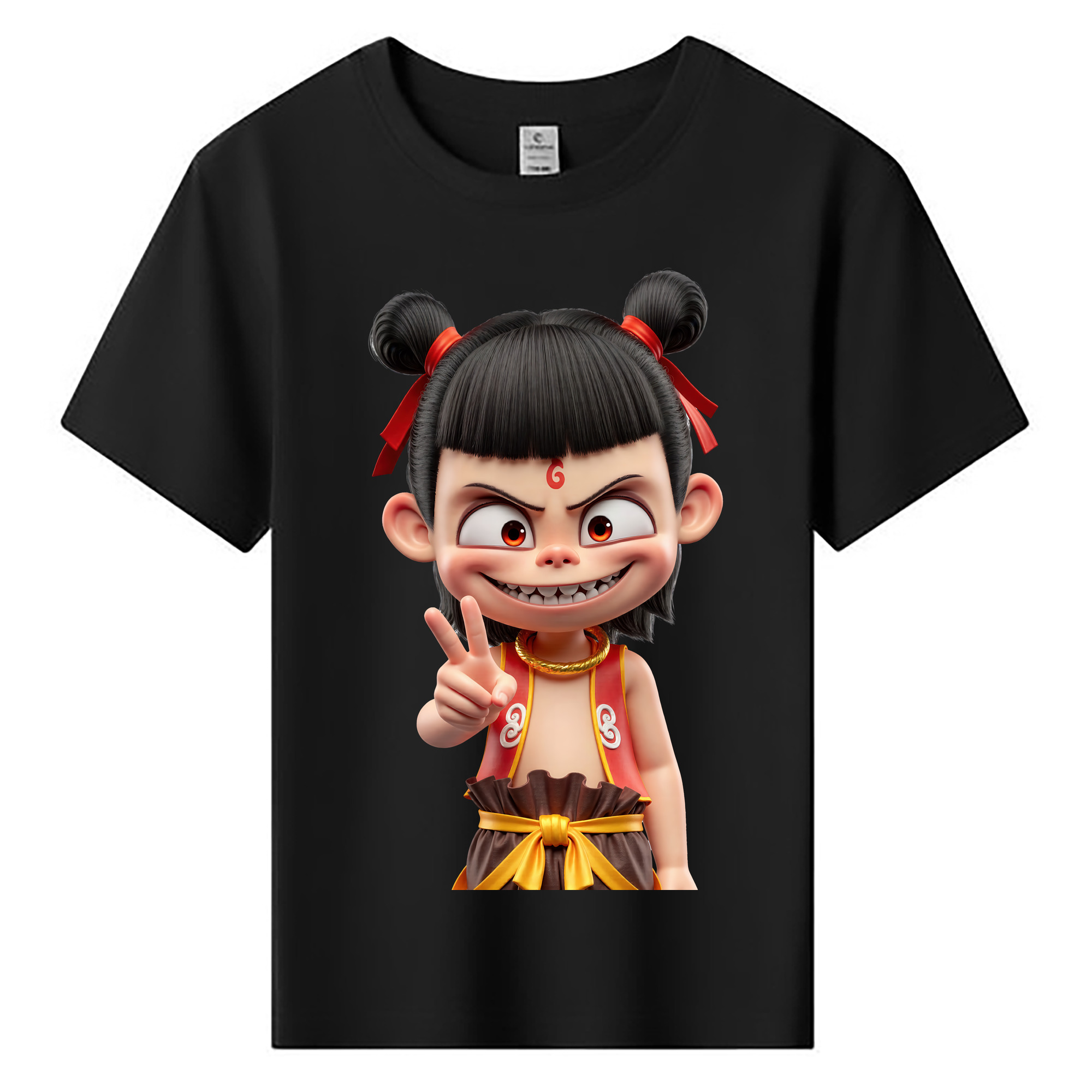 （画像用） Ne Zha 2 ナタ 魔童の大暴れ 綿100％キッズTシャツ（フロントプリント）