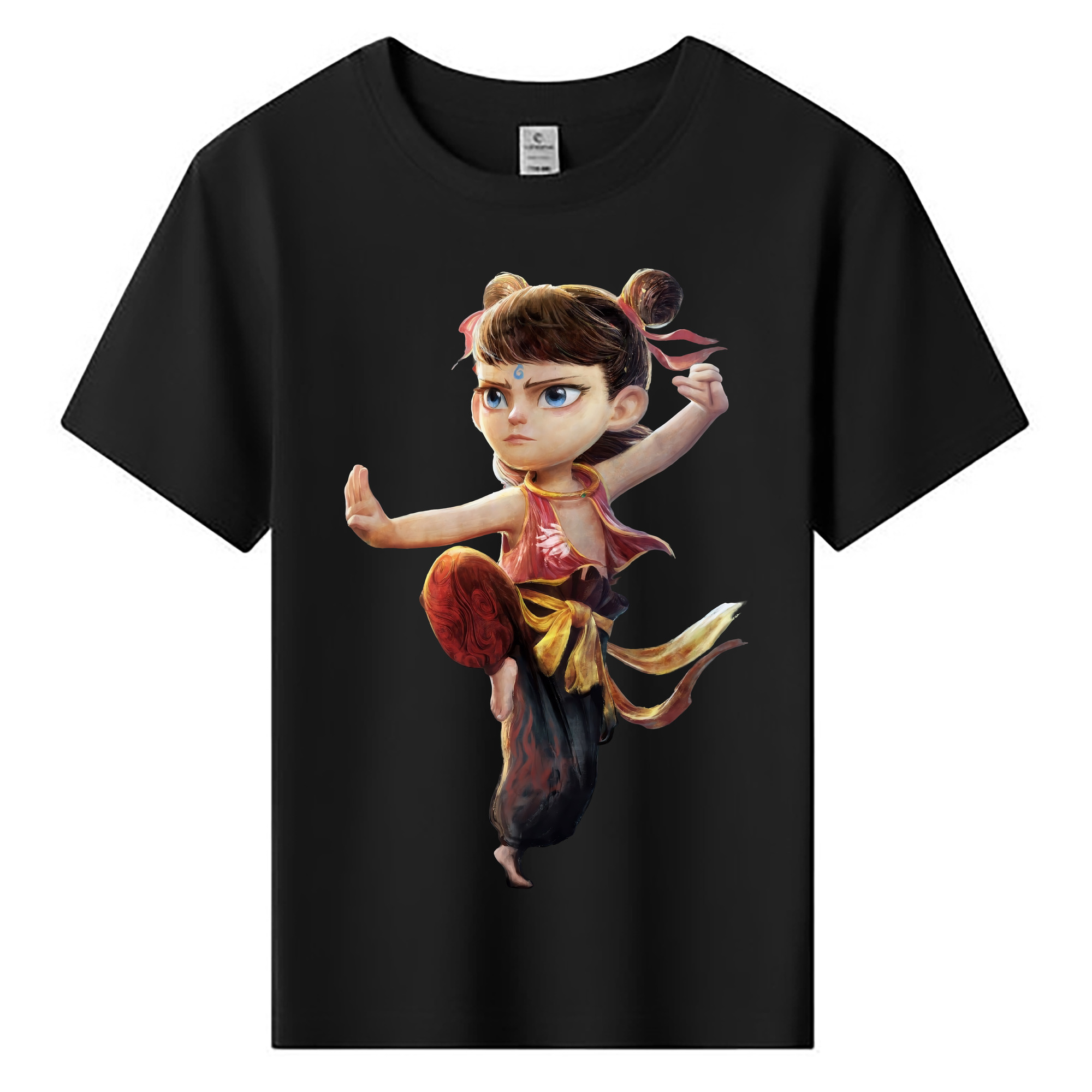 （画像用） Ne Zha 2 ナタ 魔童の大暴れ 綿100％キッズTシャツ（フロントプリント）