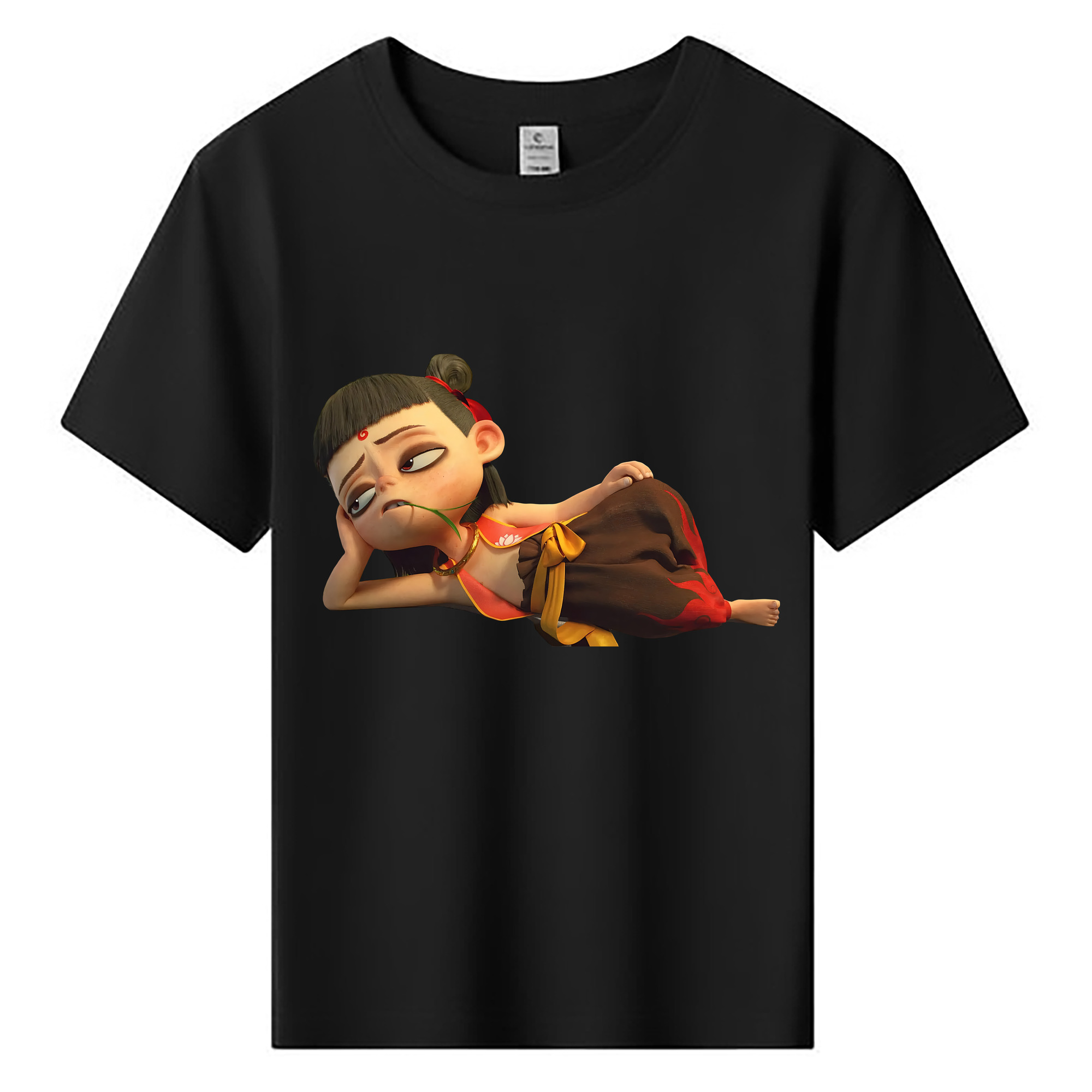 （画像用） Ne Zha 2 ナタ 魔童の大暴れ 綿100％キッズTシャツ（フロントプリント）