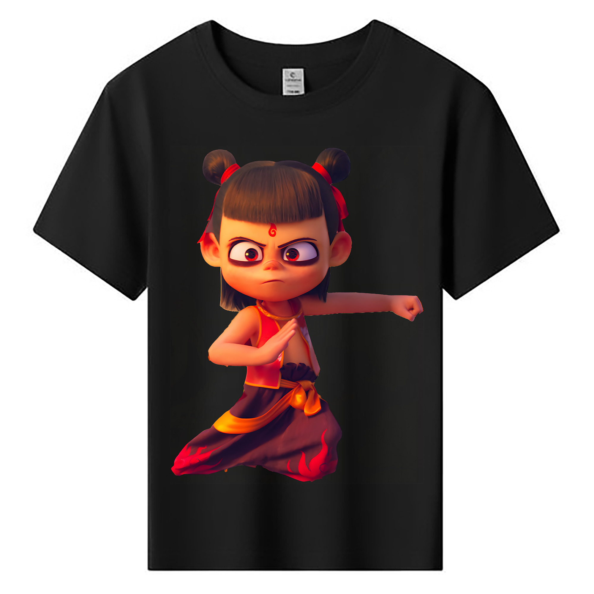 （画像用） Ne Zha 2 ナタ 魔童の大暴れ 綿100％キッズTシャツ（フロントプリント）