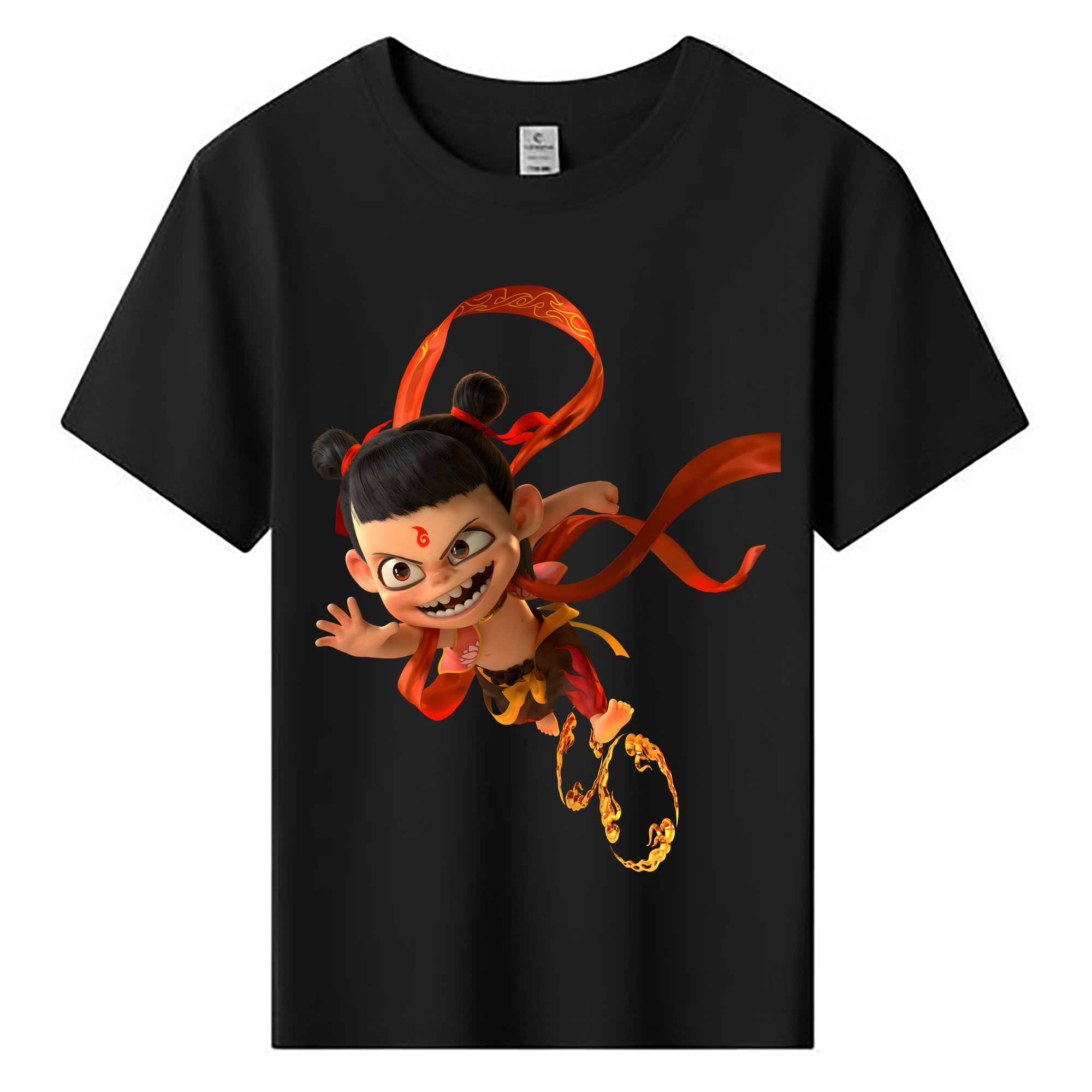 （画像用） Ne Zha 2 ナタ 魔童の大暴れ 綿100％キッズTシャツ（フロントプリント）