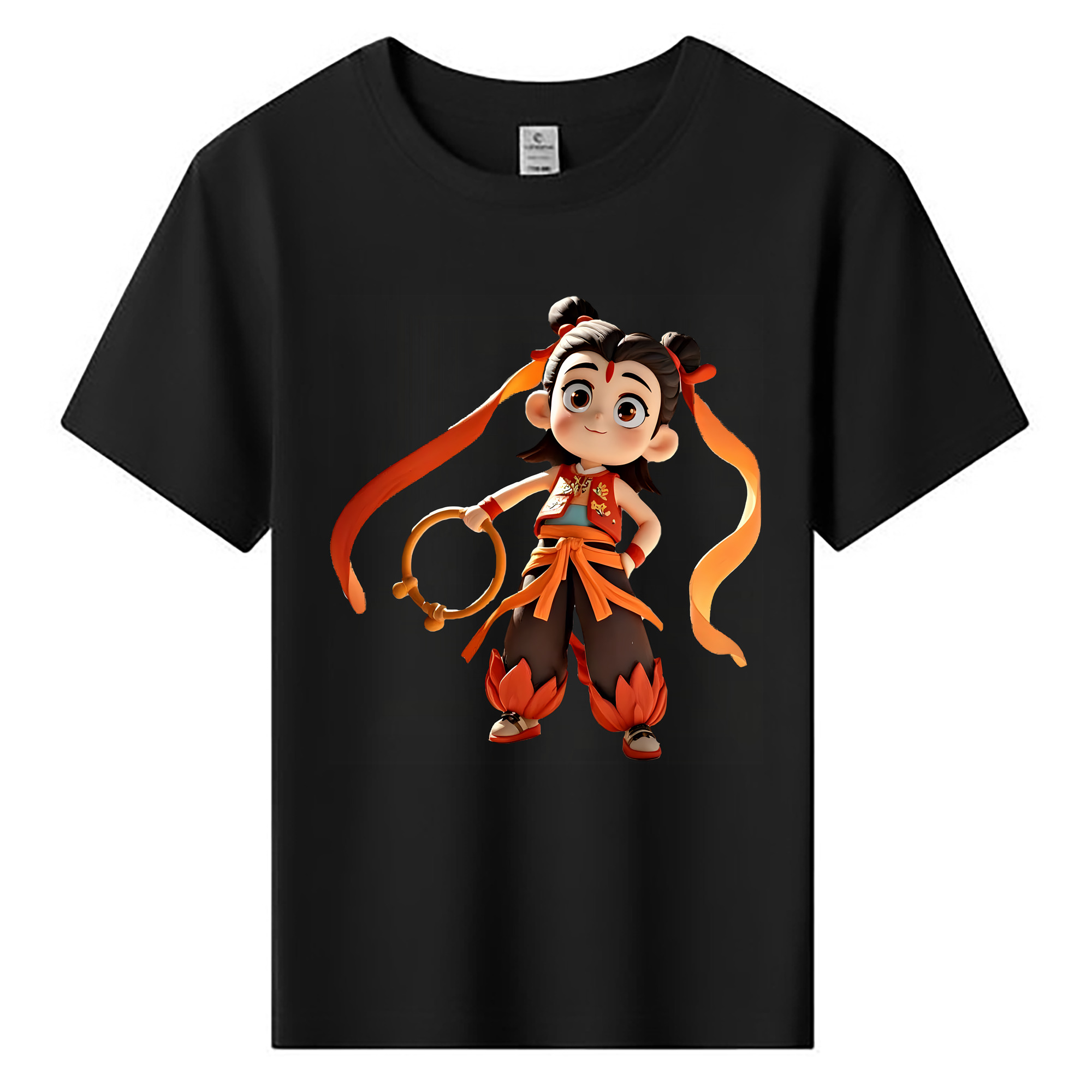 （画像用） Ne Zha 2 ナタ 魔童の大暴れ 綿100％キッズTシャツ（フロントプリント）