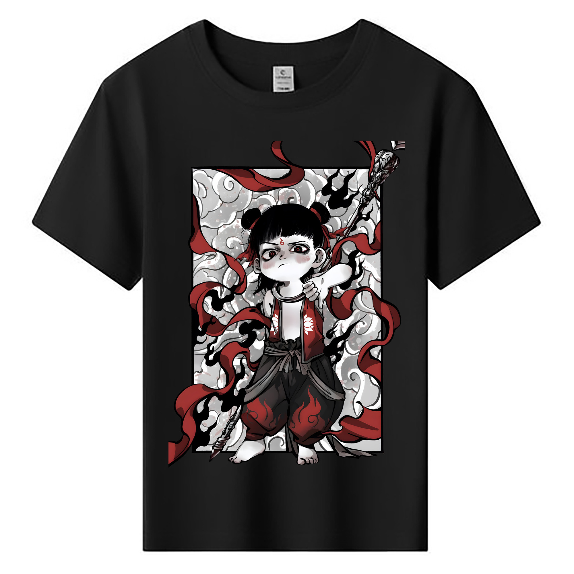 （画像用） Ne Zha 2 ナタ 魔童の大暴れ 綿100％キッズTシャツ（フロントプリント）