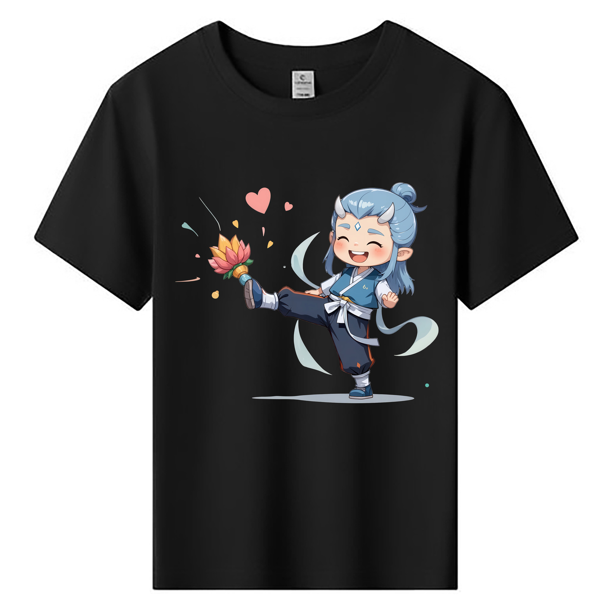 （画像用） Ne Zha 2 ナタ 魔童の大暴れ 綿100％キッズTシャツ（フロントプリント）
