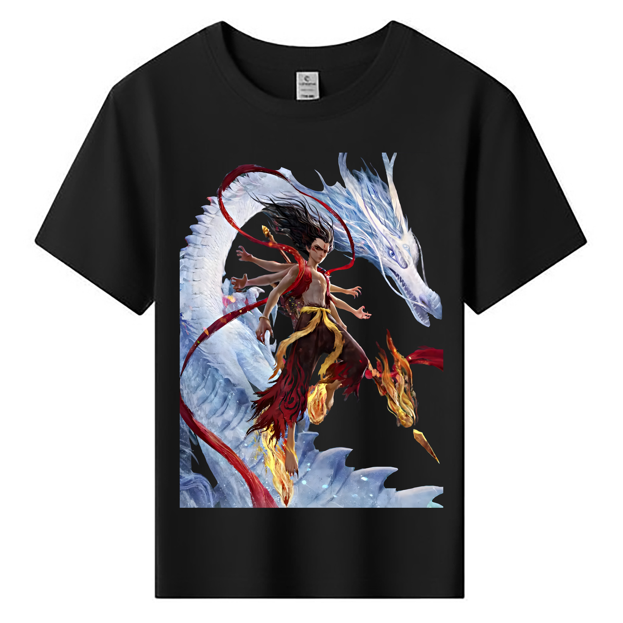 （画像用） Ne Zha 2 ナタ 魔童の大暴れ 綿100％キッズTシャツ（フロントプリント）