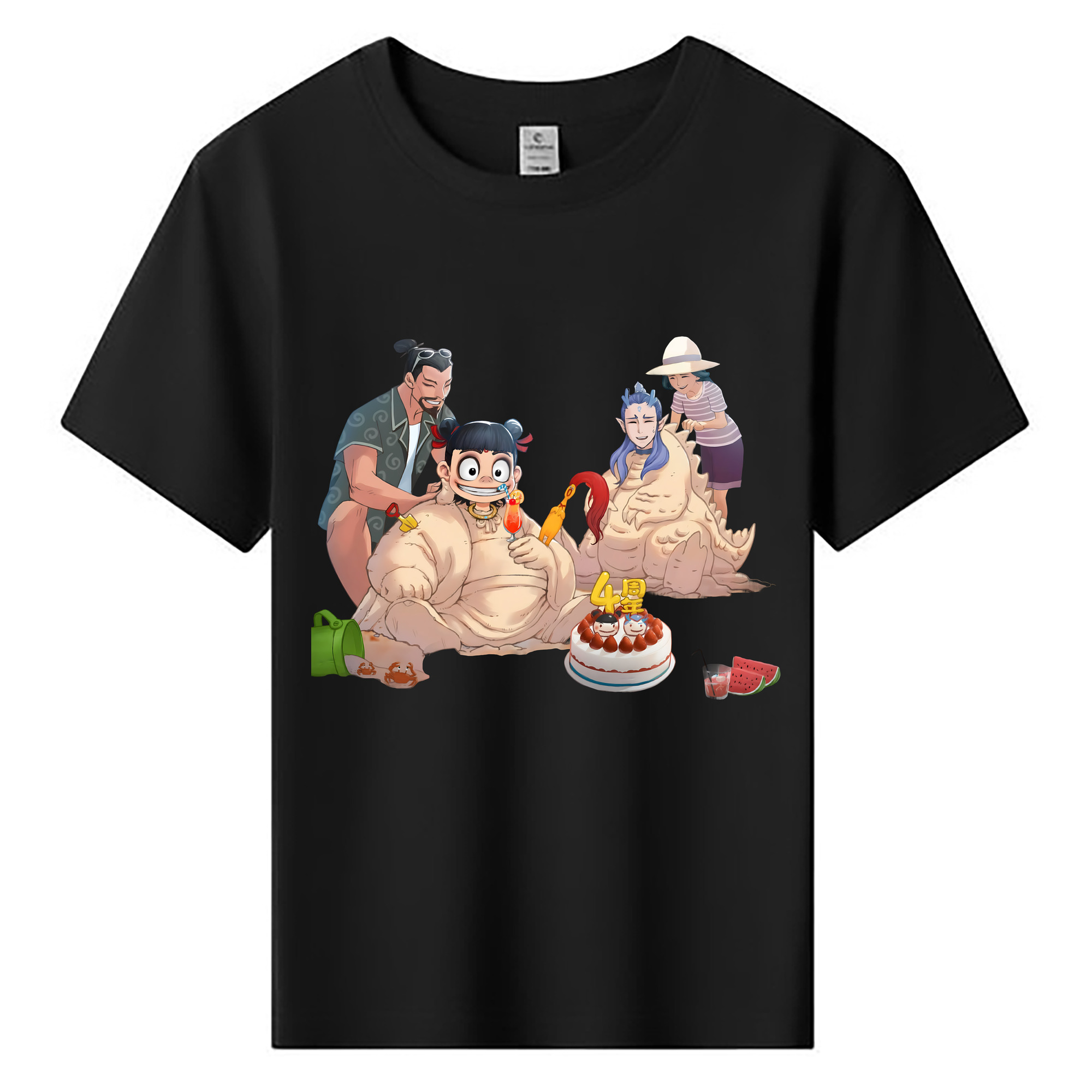 （画像用） Ne Zha 2 ナタ 魔童の大暴れ 綿100％キッズTシャツ（フロントプリント）