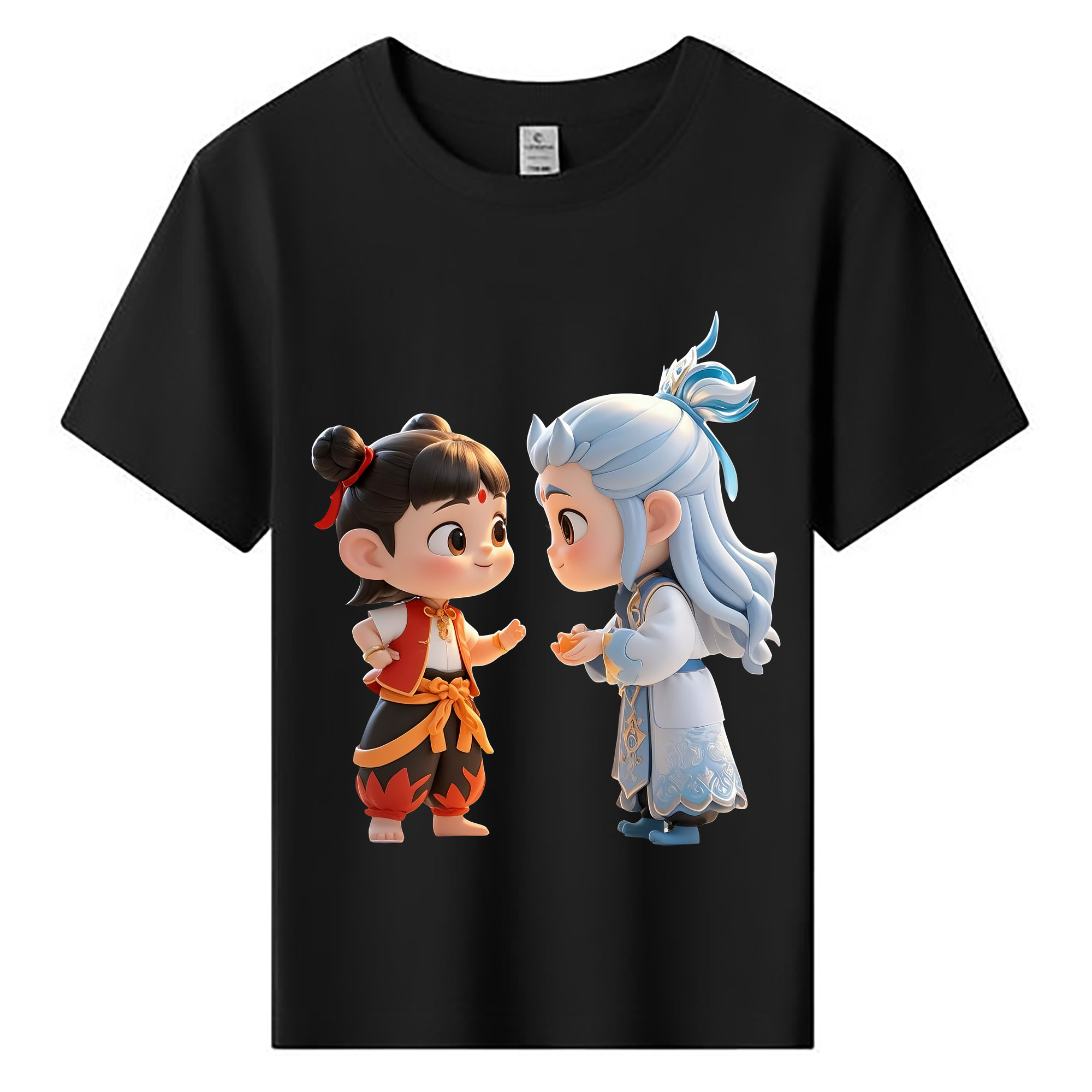 （画像用） Ne Zha 2 ナタ 魔童の大暴れ 綿100％キッズTシャツ（フロントプリント）