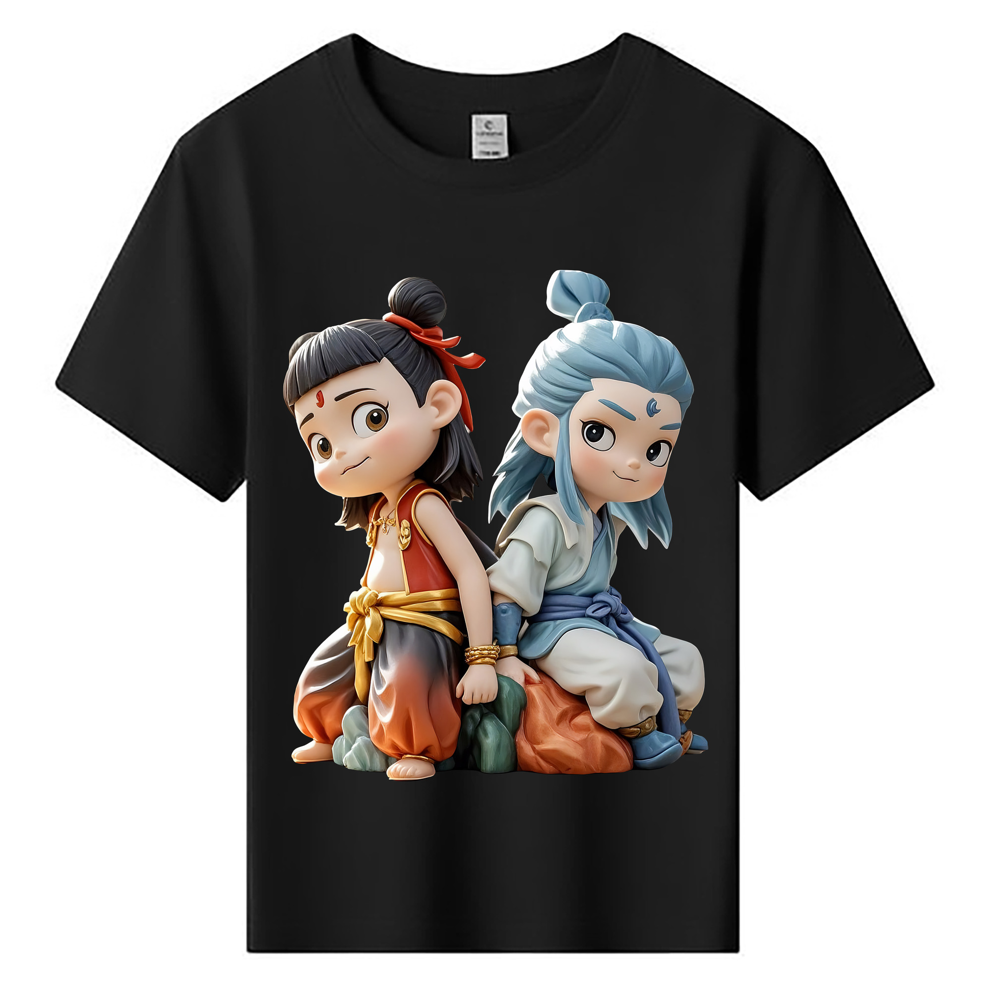 （画像用） Ne Zha 2 ナタ 魔童の大暴れ 綿100％キッズTシャツ（フロントプリント）
