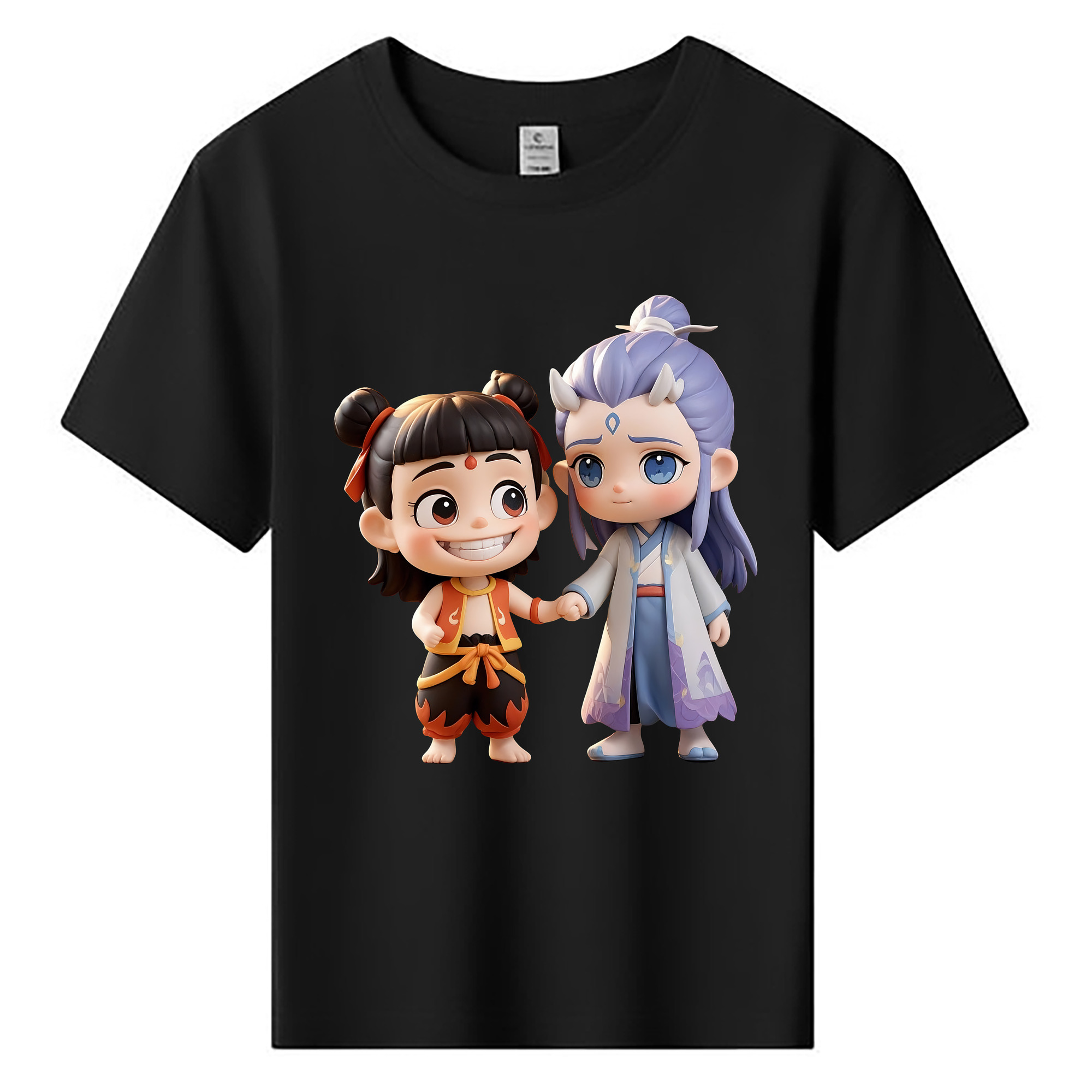 （画像用） Ne Zha 2 ナタ 魔童の大暴れ 綿100％キッズTシャツ（フロントプリント）