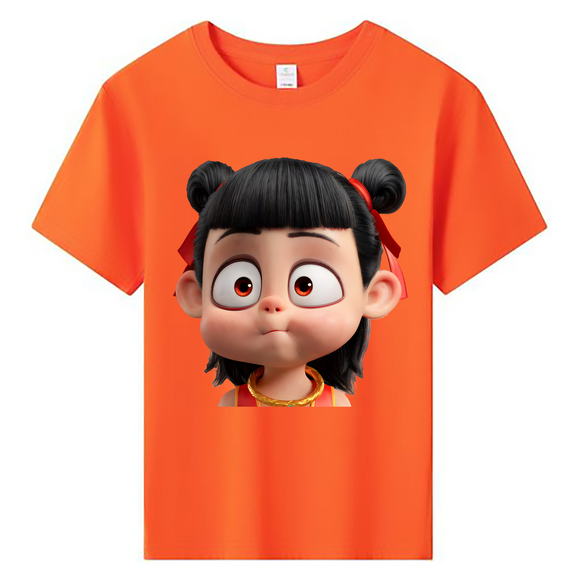 （画像用） Ne Zha 2 ナタ 魔童の大暴れ 綿100％キッズTシャツ（フロントプリント）