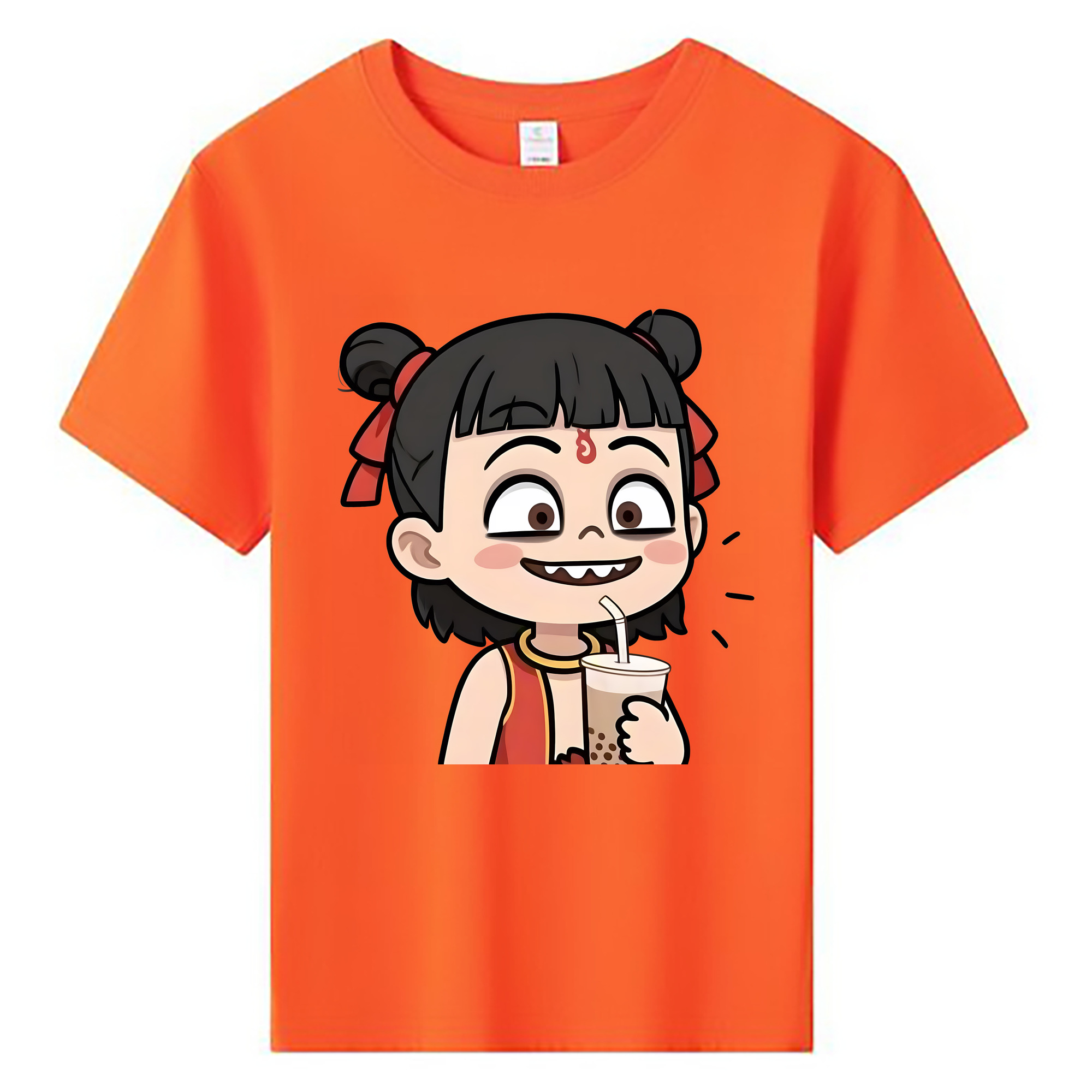 （画像用） Ne Zha 2 ナタ 魔童の大暴れ 綿100％キッズTシャツ（フロントプリント）