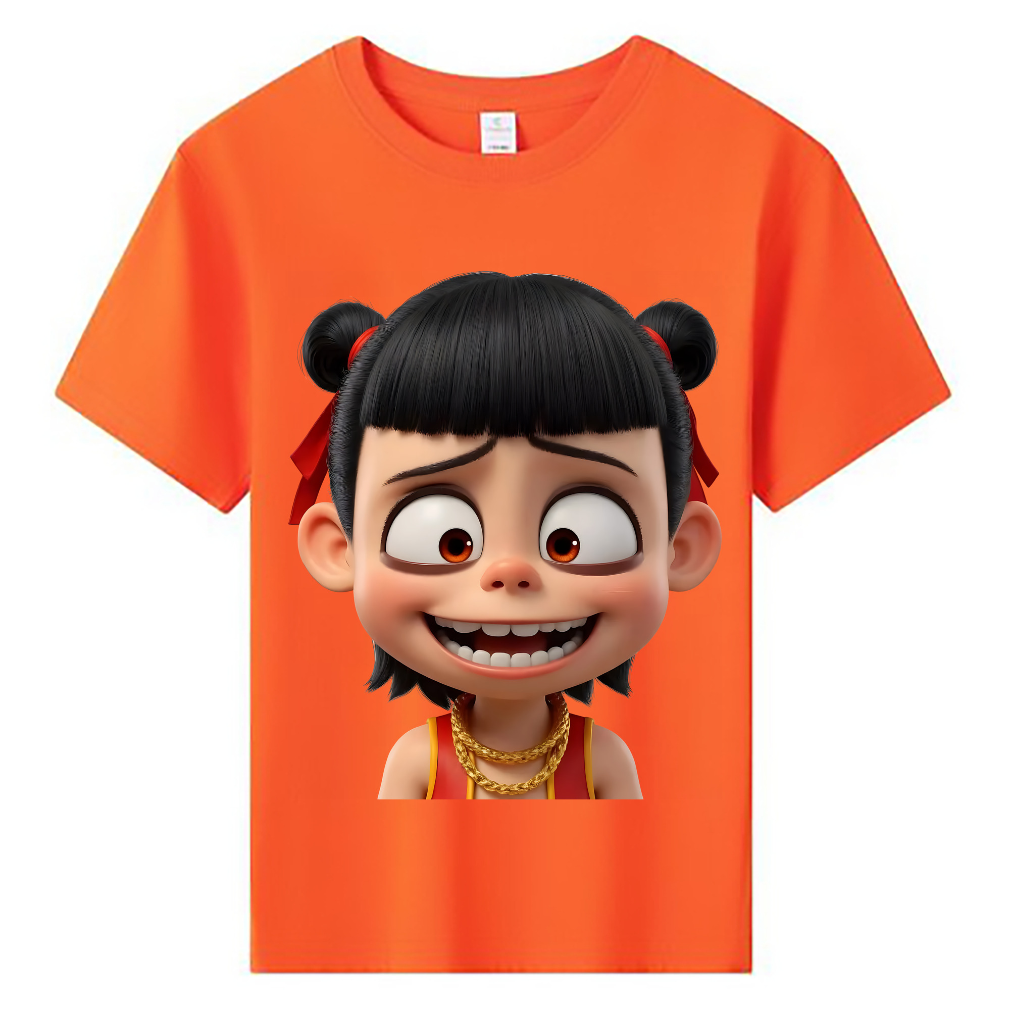 （画像用） Ne Zha 2 ナタ 魔童の大暴れ 綿100％キッズTシャツ（フロントプリント）