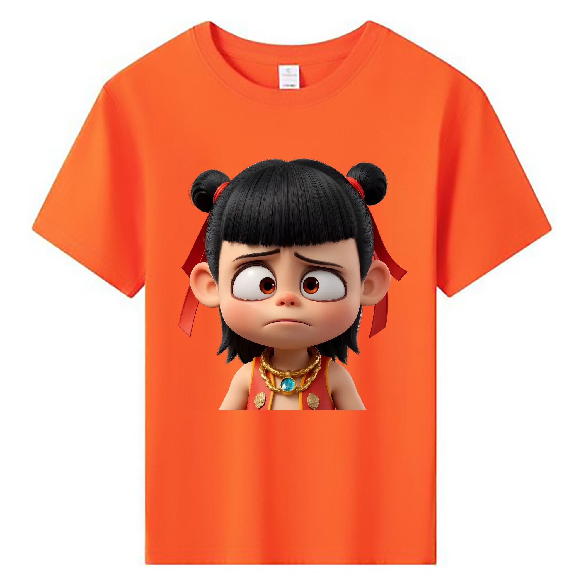 （画像用） Ne Zha 2 ナタ 魔童の大暴れ 綿100％キッズTシャツ（フロントプリント）