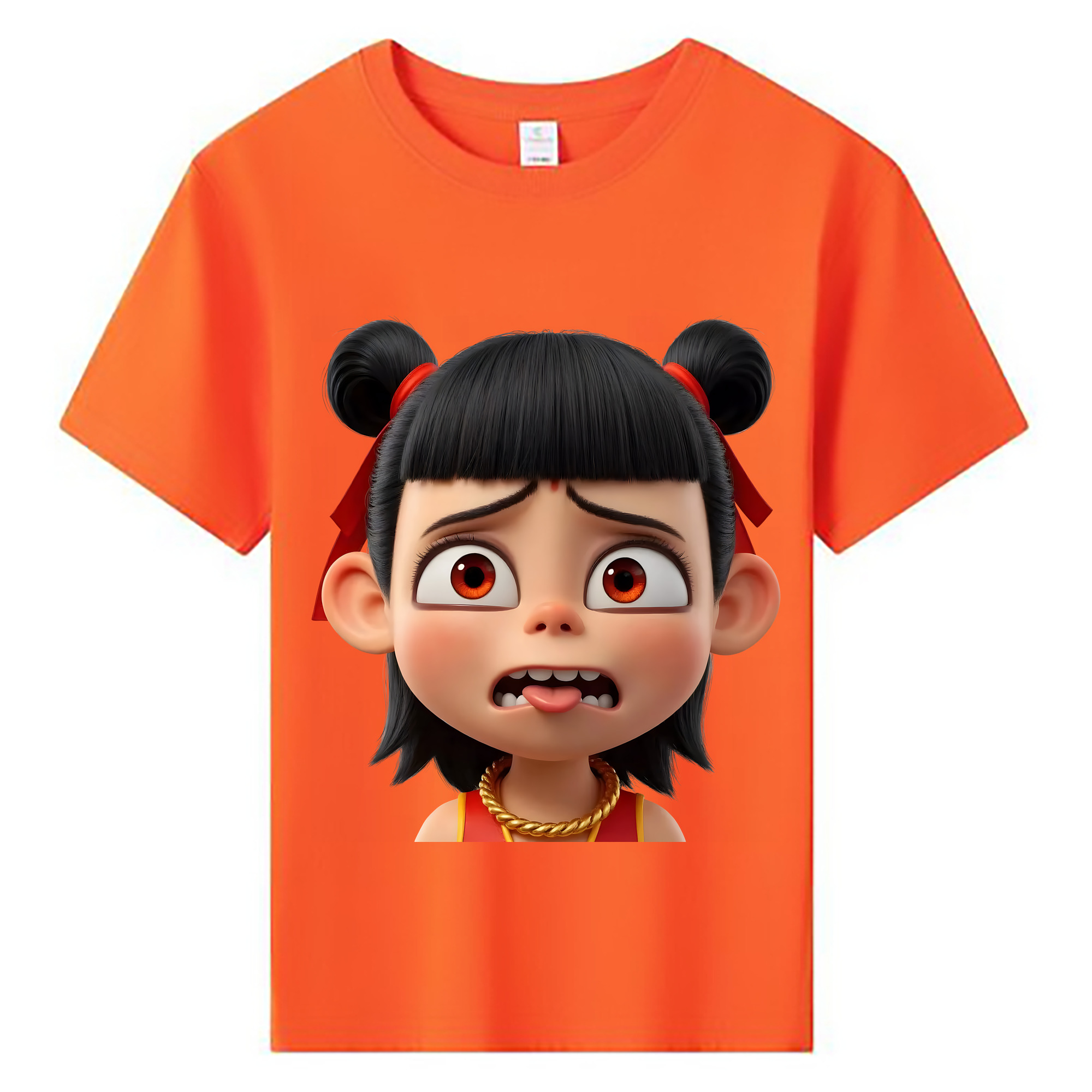 （画像用） Ne Zha 2 ナタ 魔童の大暴れ 綿100％キッズTシャツ（フロントプリント）