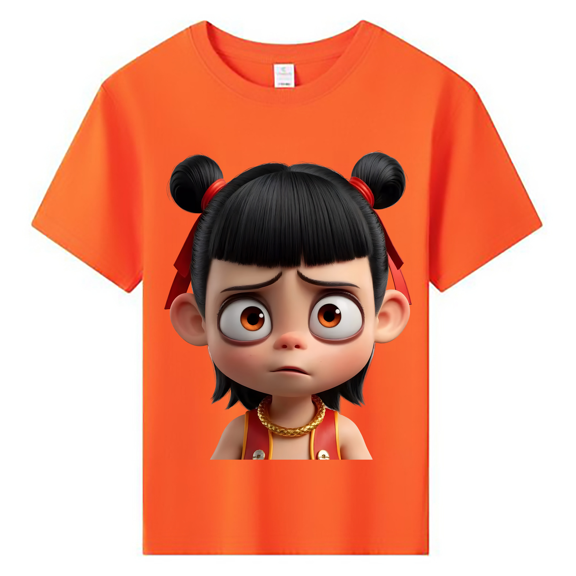 （画像用） Ne Zha 2 ナタ 魔童の大暴れ 綿100％キッズTシャツ（フロントプリント）