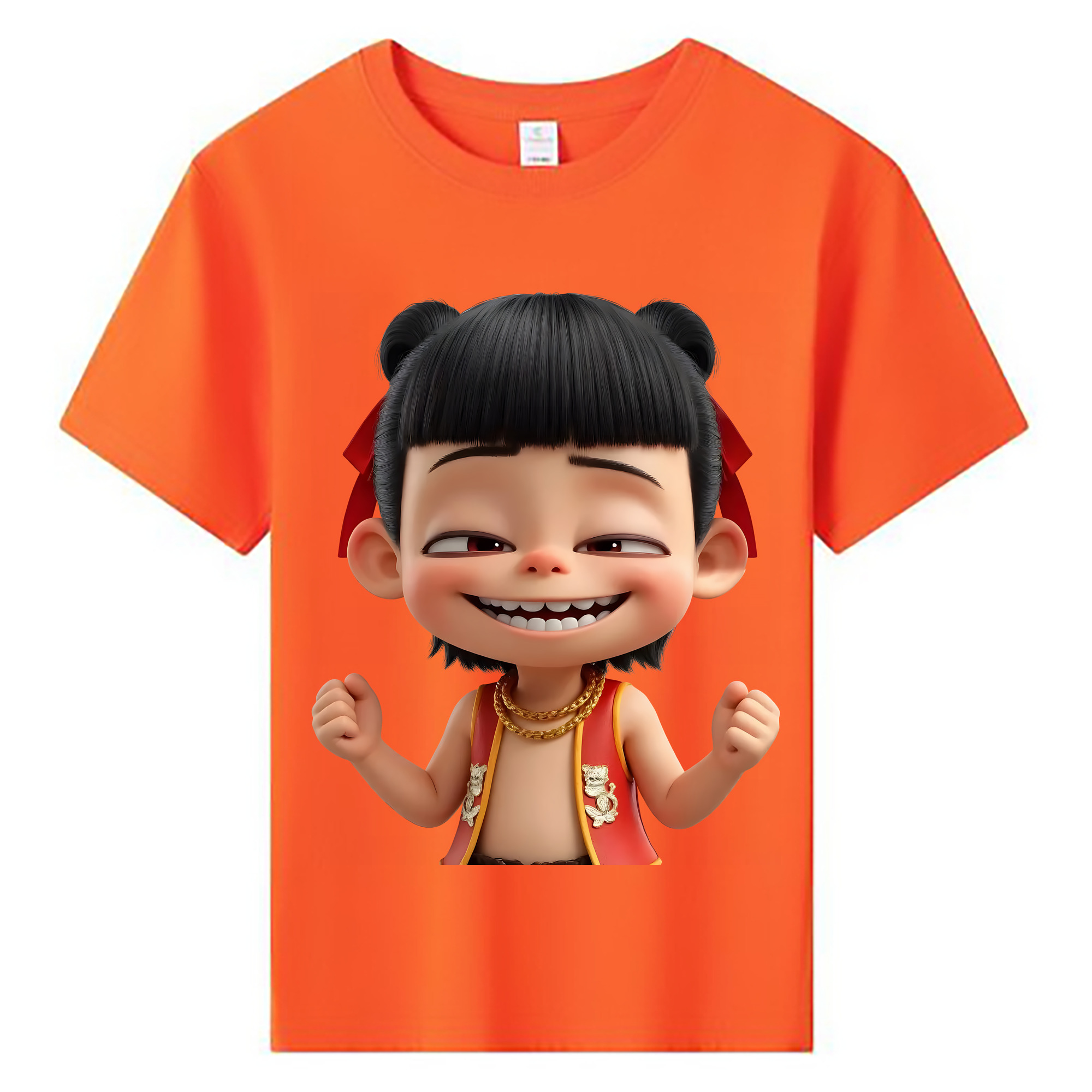 （画像用） Ne Zha 2 ナタ 魔童の大暴れ 綿100％キッズTシャツ（フロントプリント）
