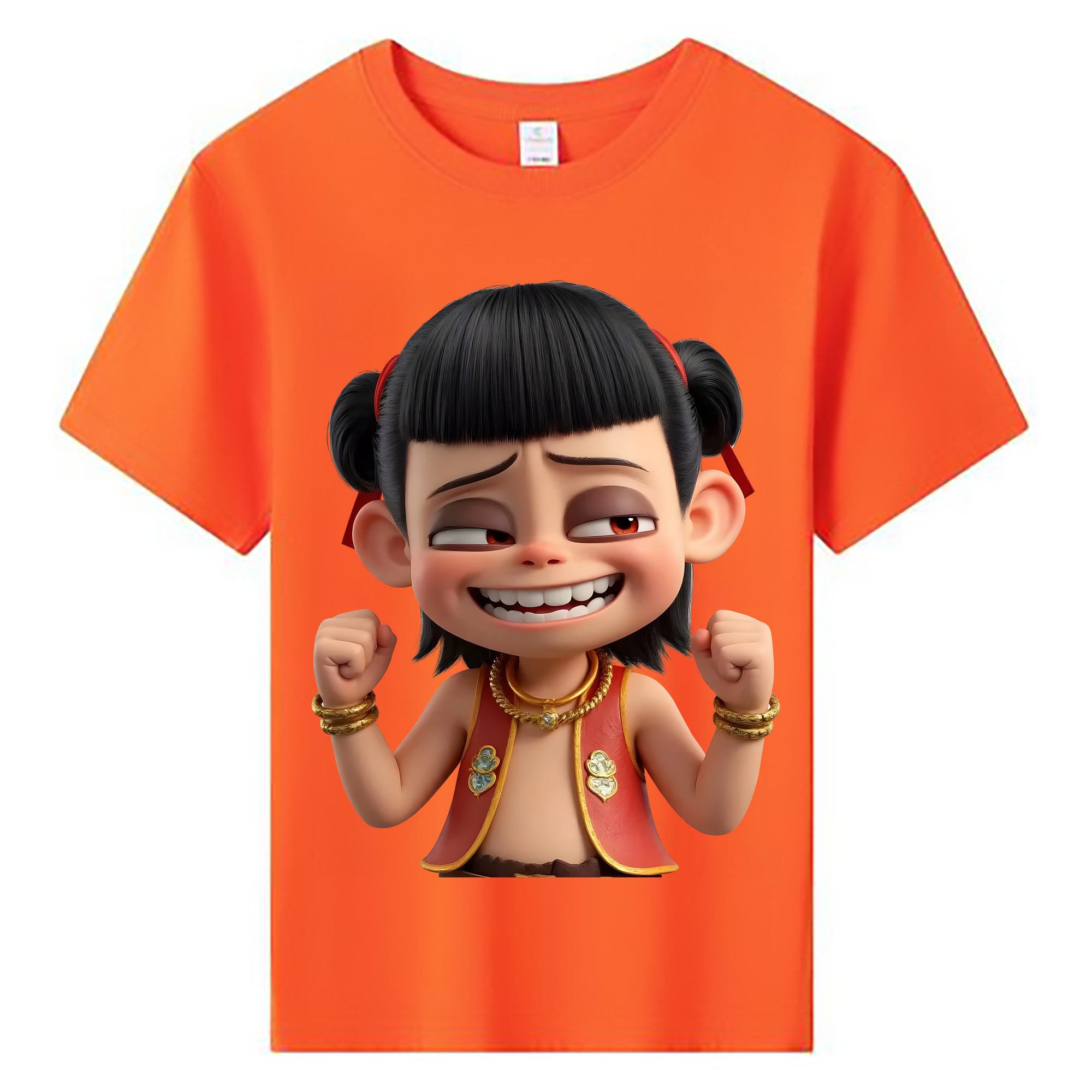 （画像用） Ne Zha 2 ナタ 魔童の大暴れ 綿100％キッズTシャツ（フロントプリント）