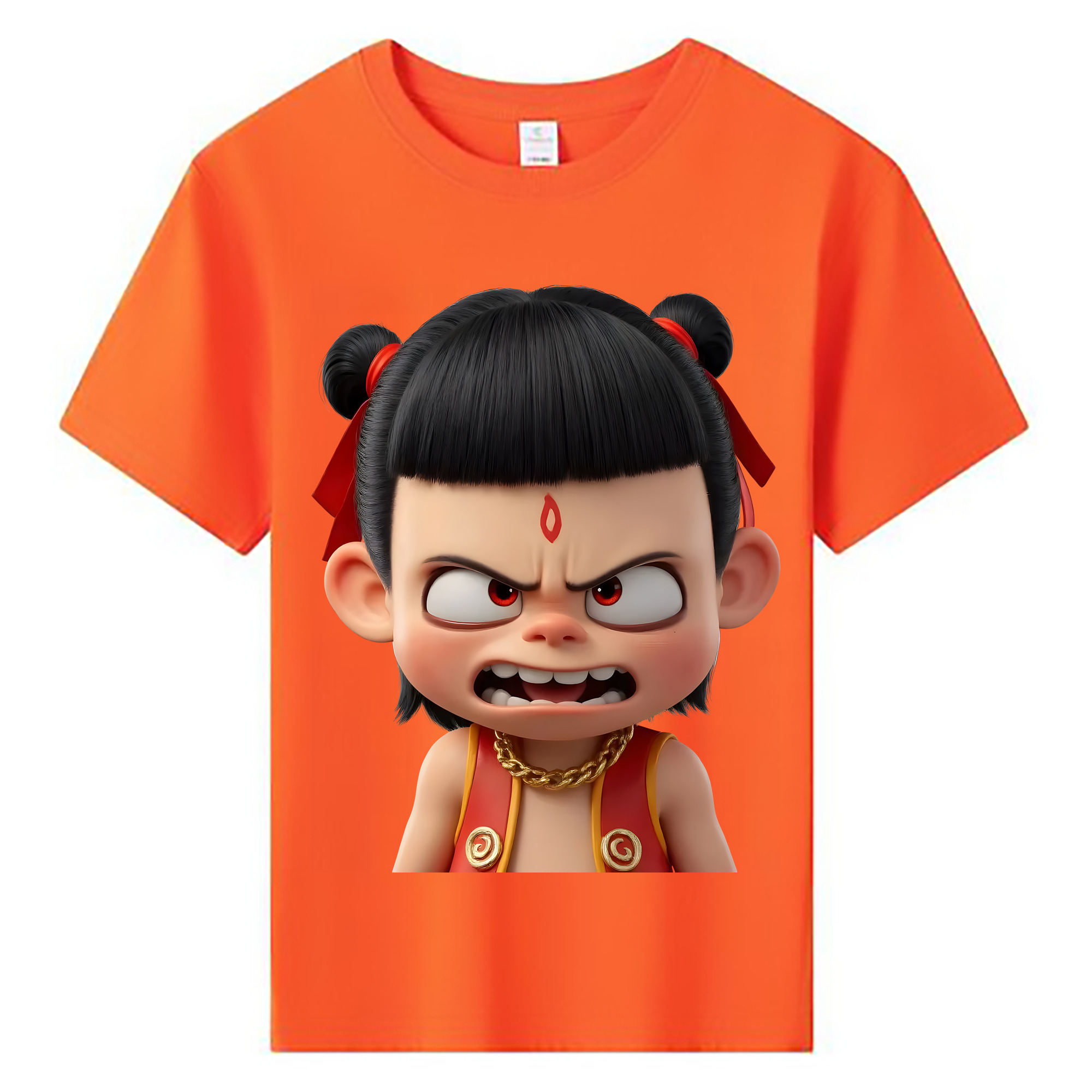 （画像用） Ne Zha 2 ナタ 魔童の大暴れ 綿100％キッズTシャツ（フロントプリント）