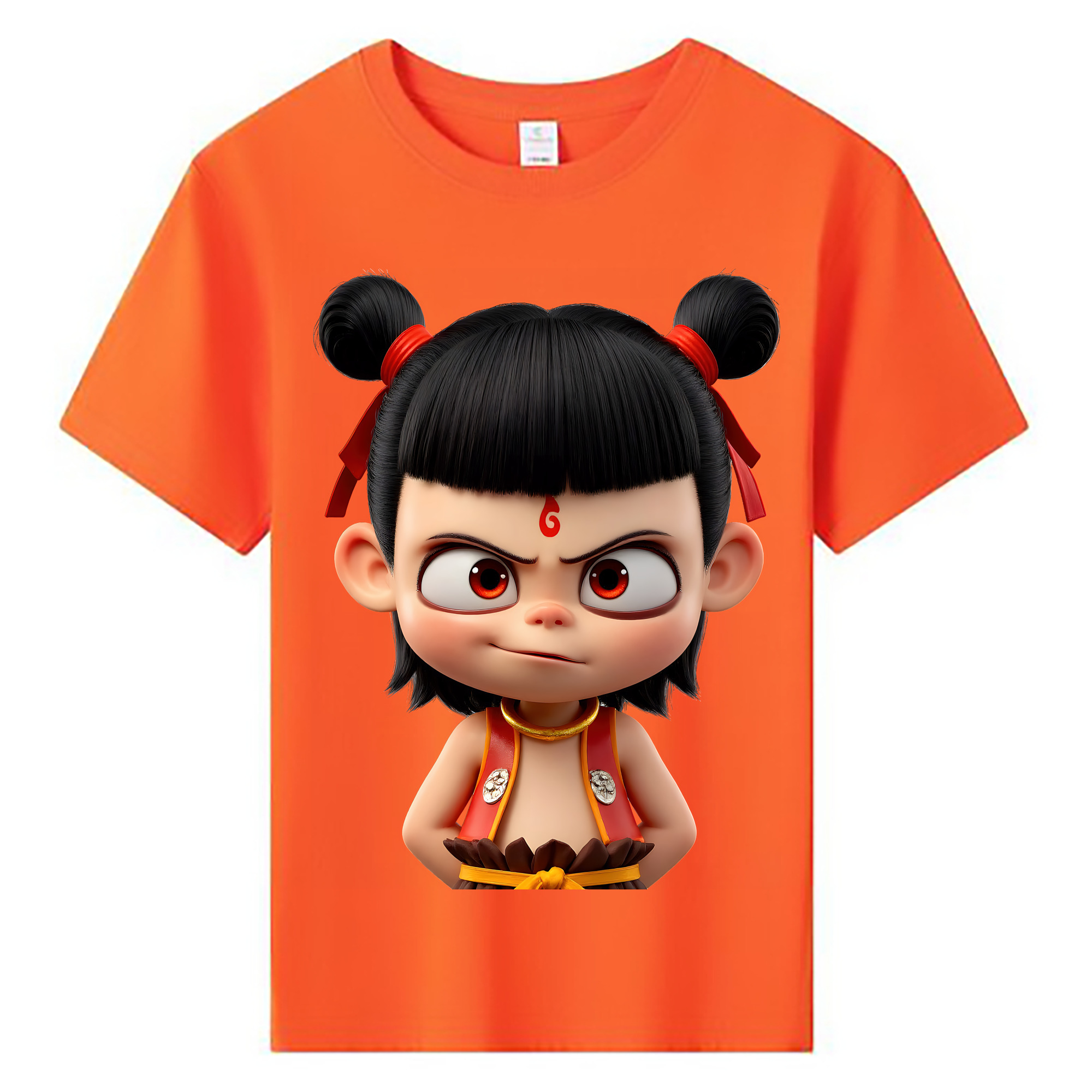 （画像用） Ne Zha 2 ナタ 魔童の大暴れ 綿100％キッズTシャツ（フロントプリント）