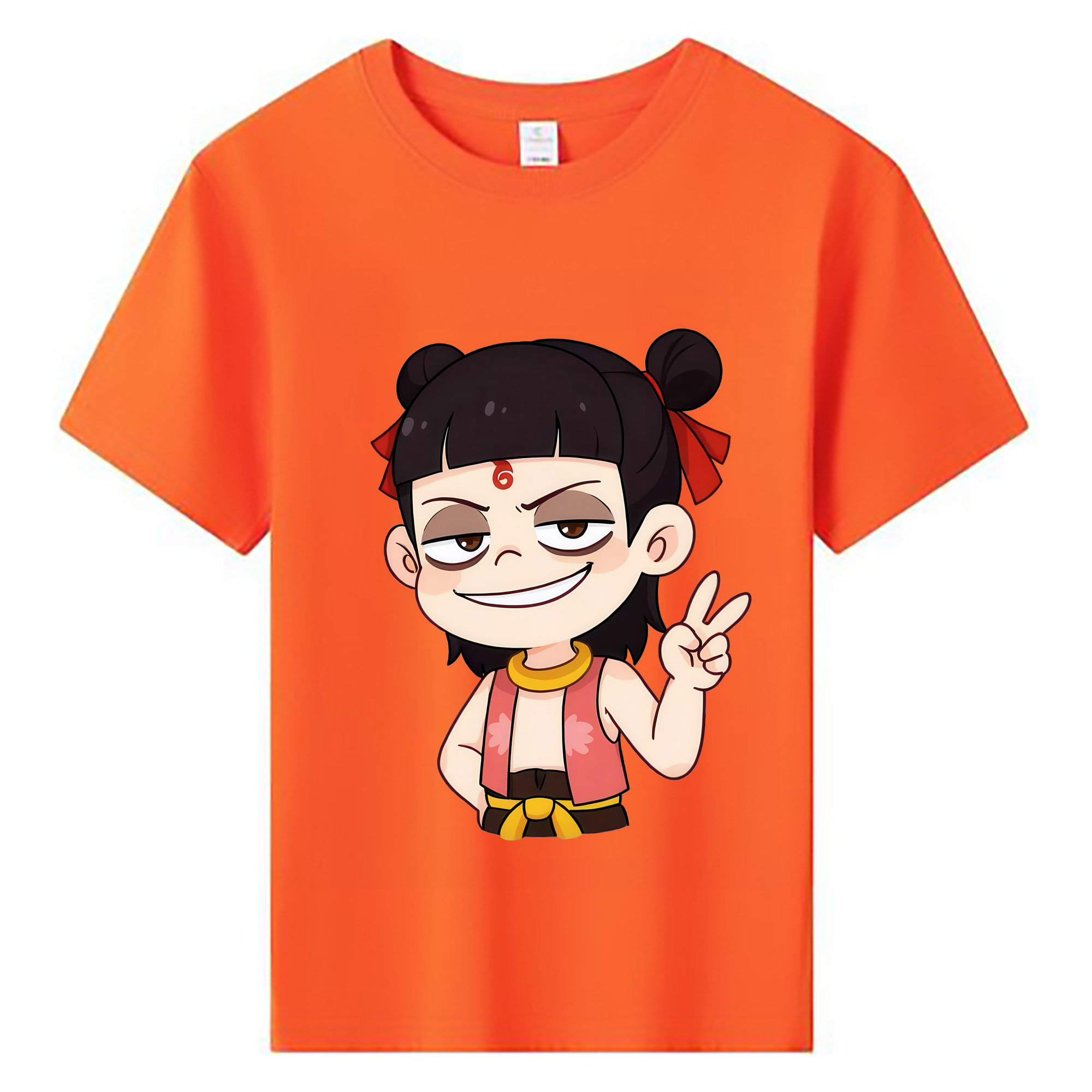 （画像用） Ne Zha 2 ナタ 魔童の大暴れ 綿100％キッズTシャツ（フロントプリント）