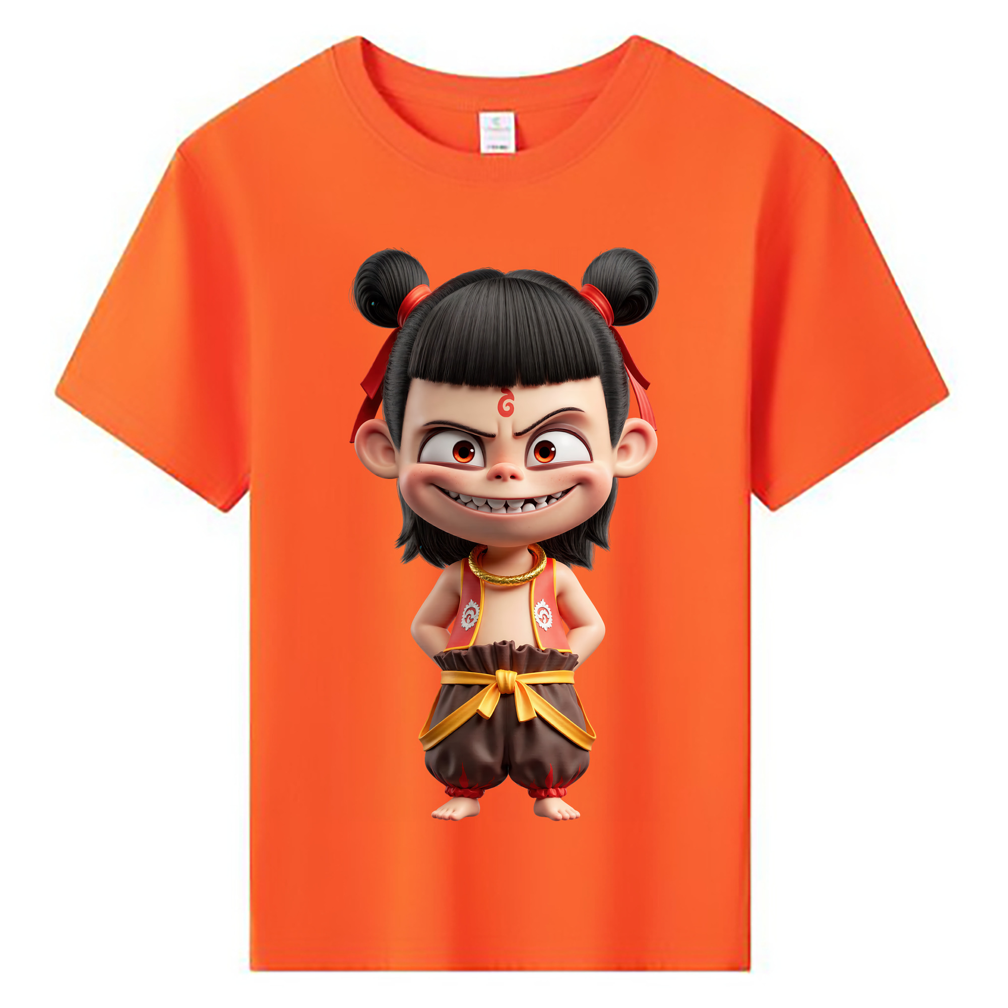 （画像用） Ne Zha 2 ナタ 魔童の大暴れ 綿100％キッズTシャツ（フロントプリント）