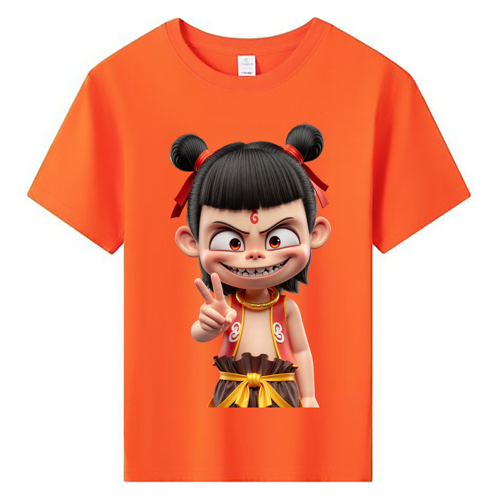 （画像用） Ne Zha 2 ナタ 魔童の大暴れ 綿100％キッズTシャツ（フロントプリント）