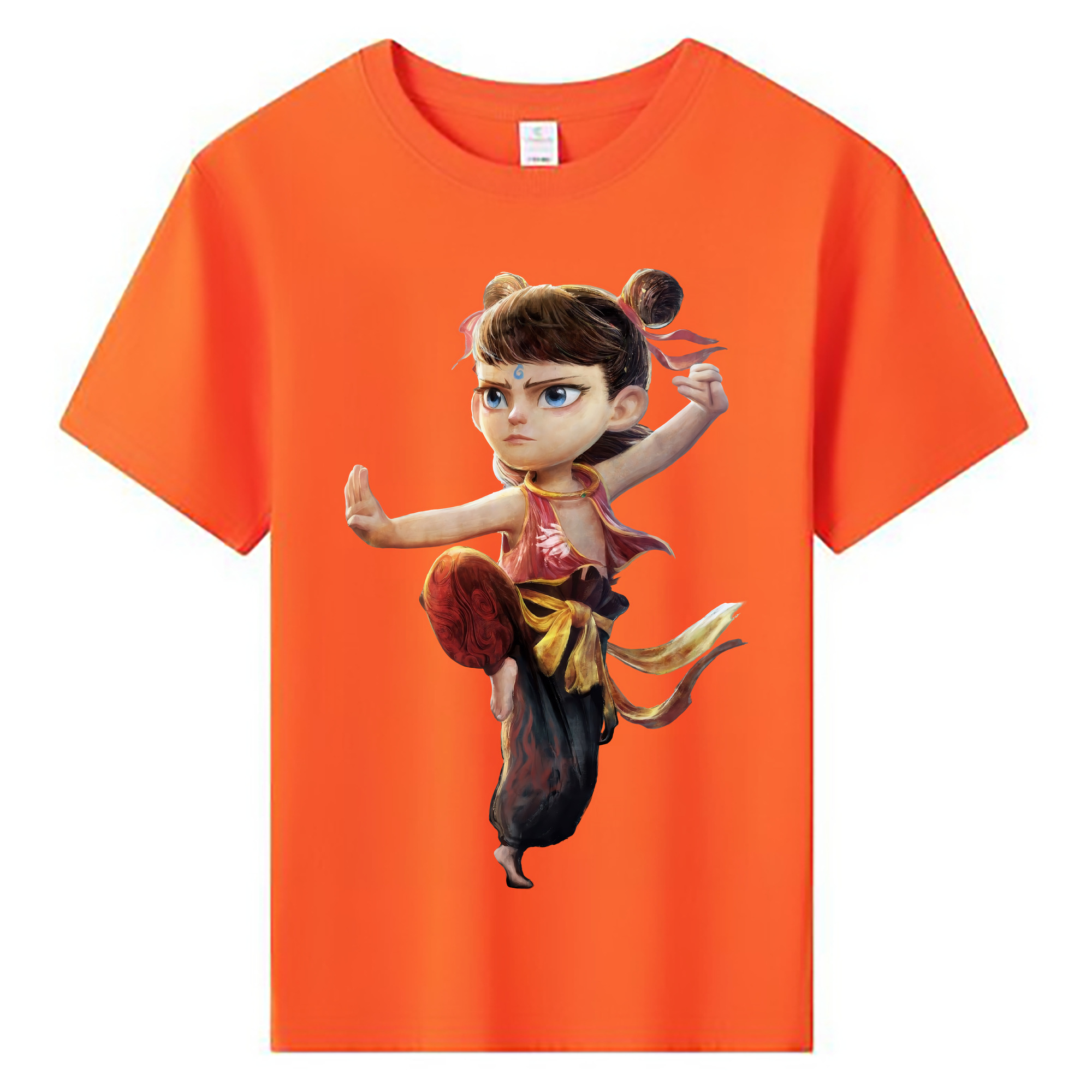 （画像用） Ne Zha 2 ナタ 魔童の大暴れ 綿100％キッズTシャツ（フロントプリント）