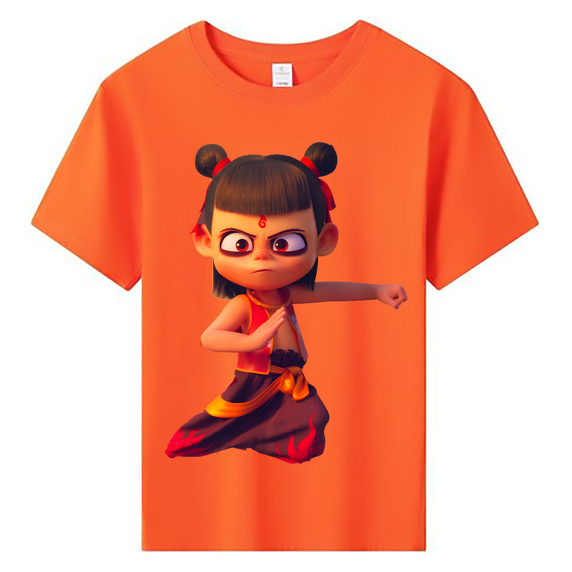 （画像用） Ne Zha 2 ナタ 魔童の大暴れ 綿100％キッズTシャツ（フロントプリント）