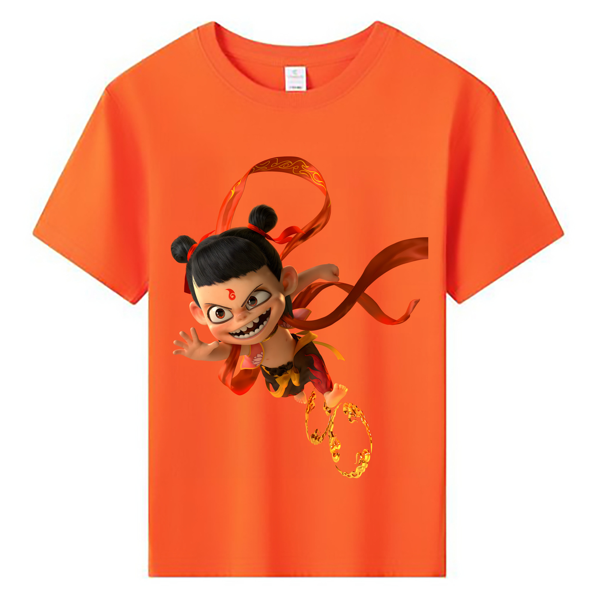 （画像用） Ne Zha 2 ナタ 魔童の大暴れ 綿100％キッズTシャツ（フロントプリント）