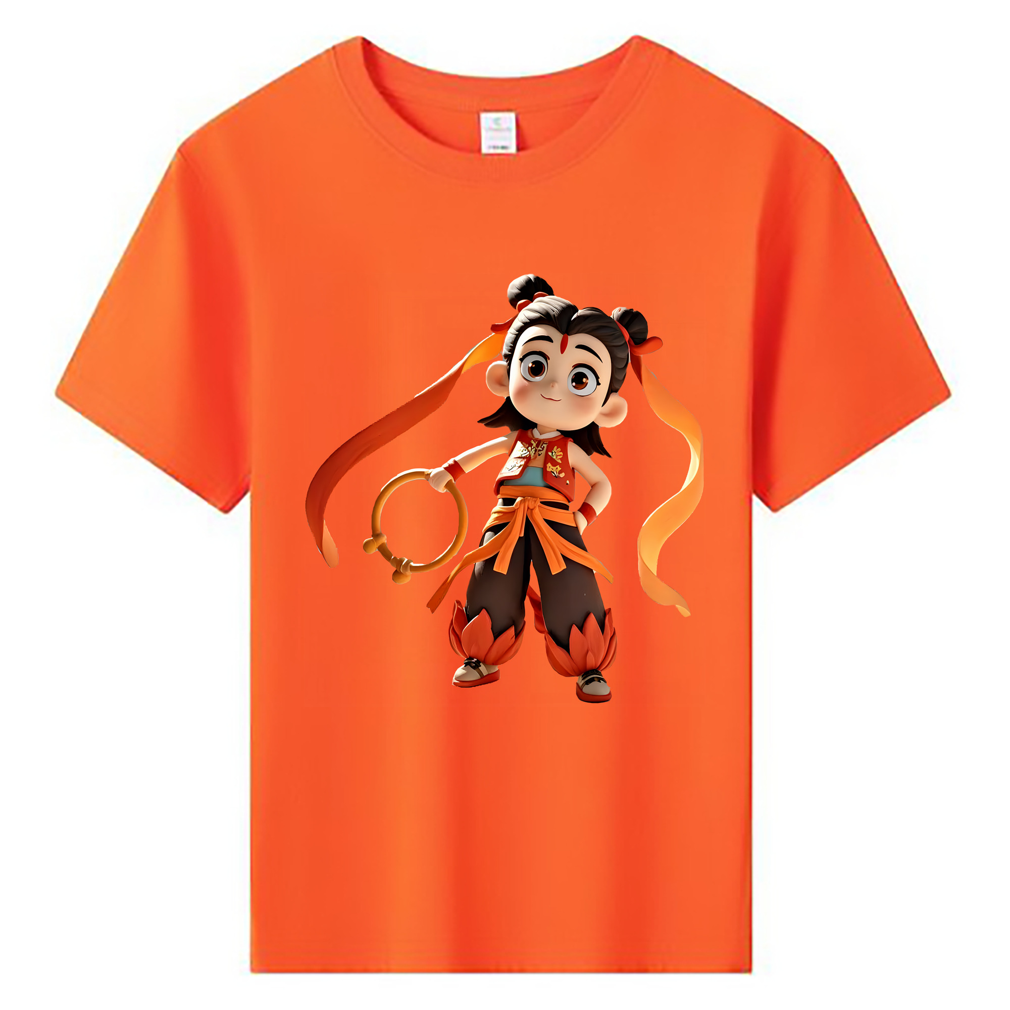 （画像用） Ne Zha 2 ナタ 魔童の大暴れ 綿100％キッズTシャツ（フロントプリント）