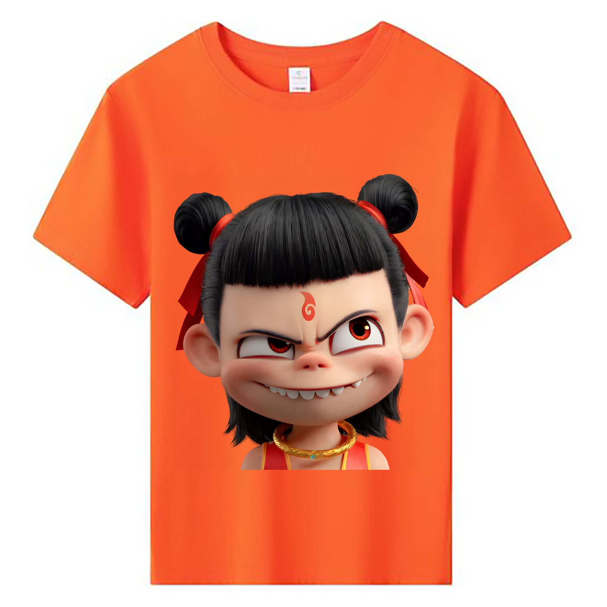 （画像用） Ne Zha 2 ナタ 魔童の大暴れ 綿100％キッズTシャツ（フロントプリント）