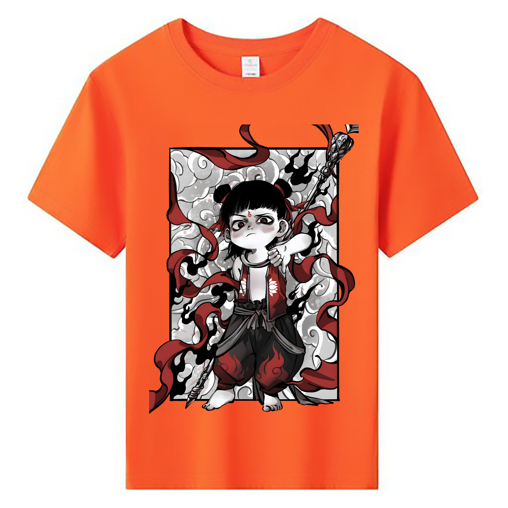（画像用） Ne Zha 2 ナタ 魔童の大暴れ 綿100％キッズTシャツ（フロントプリント）