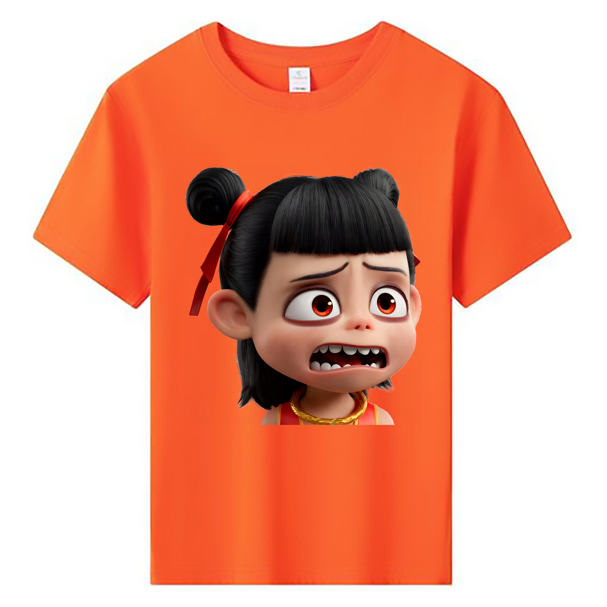 （画像用） Ne Zha 2 ナタ 魔童の大暴れ 綿100％キッズTシャツ（フロントプリント）