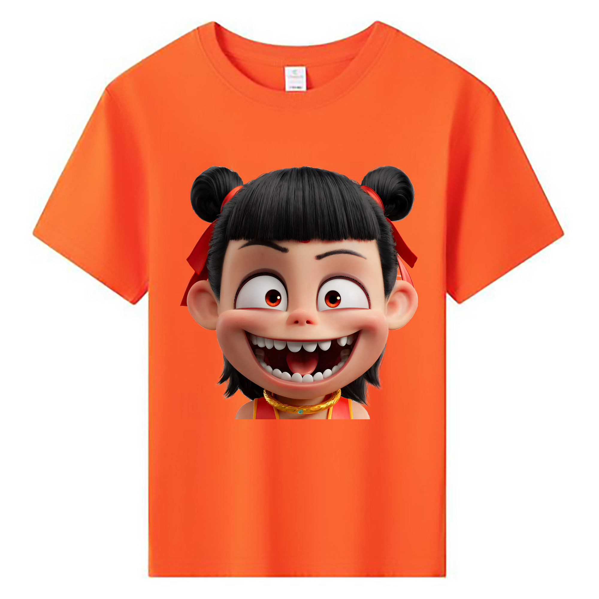（画像用） Ne Zha 2 ナタ 魔童の大暴れ 綿100％キッズTシャツ（フロントプリント）