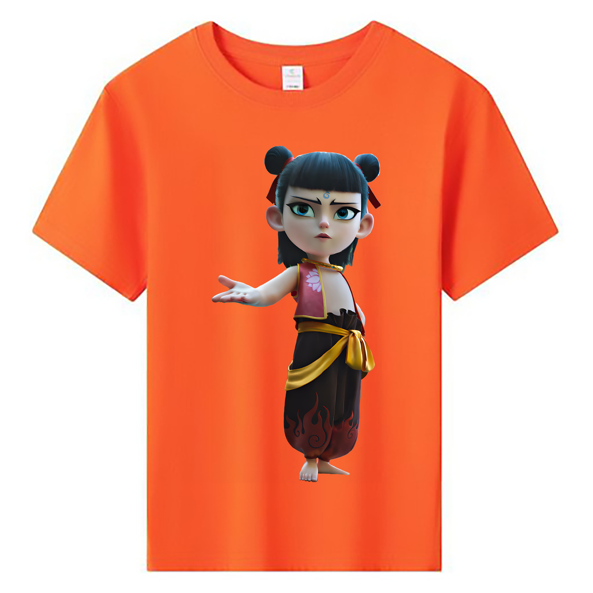 （画像用） Ne Zha 2 ナタ 魔童の大暴れ 綿100％キッズTシャツ（フロントプリント）