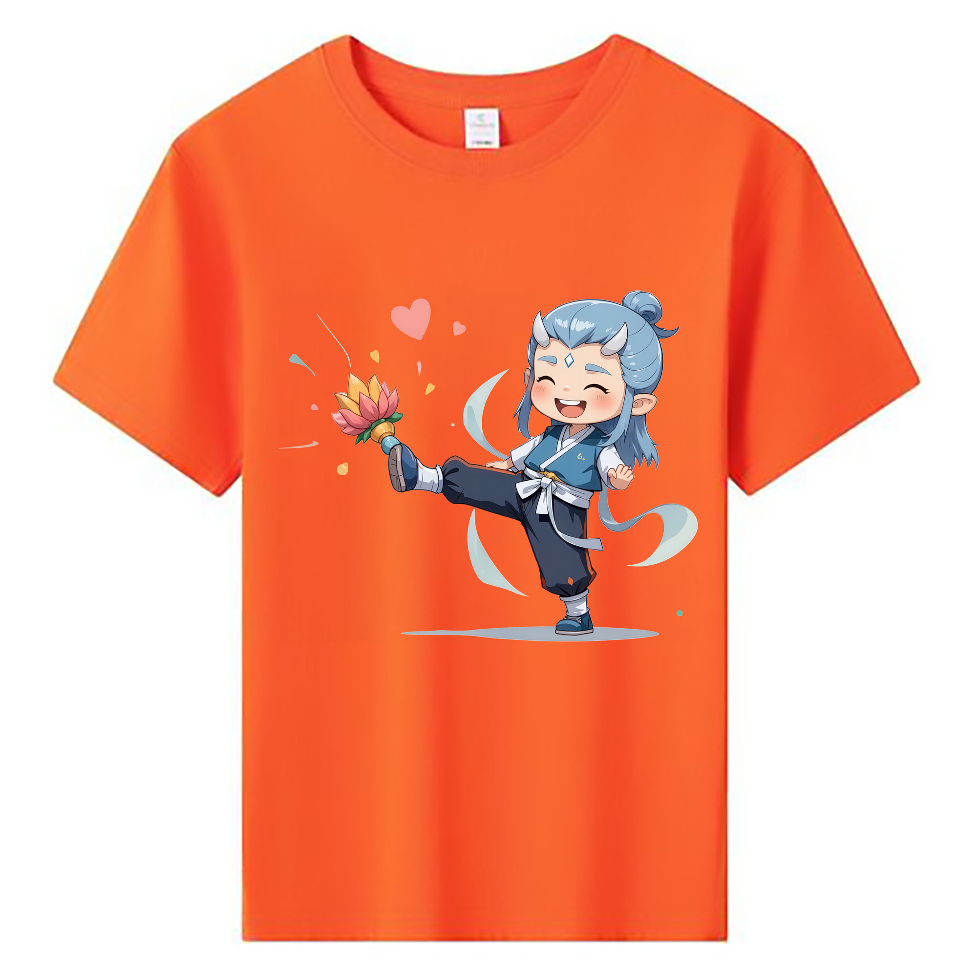 （画像用） Ne Zha 2 ナタ 魔童の大暴れ 綿100％キッズTシャツ（フロントプリント）